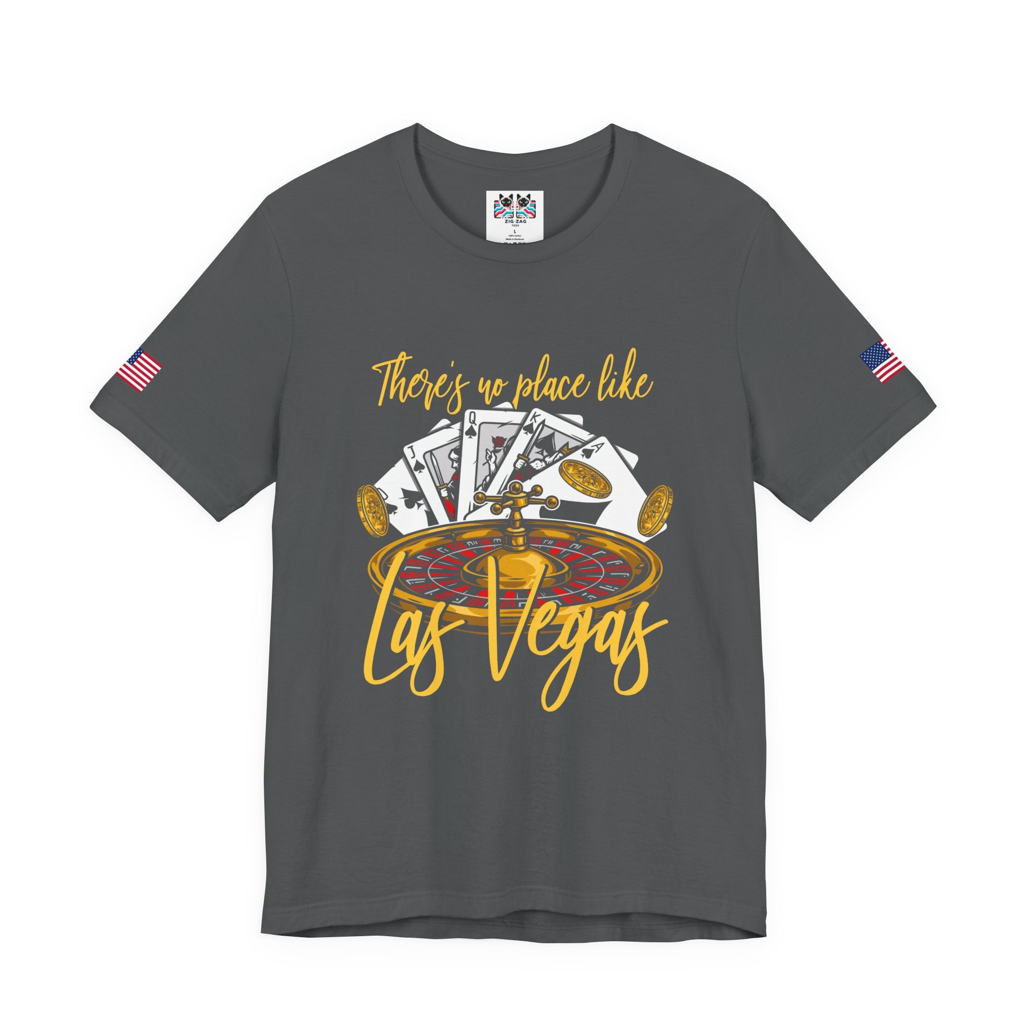 There's No Place Like Las Vegas T-Shirt – Roulette Wheel Poker Cards Casino Tee