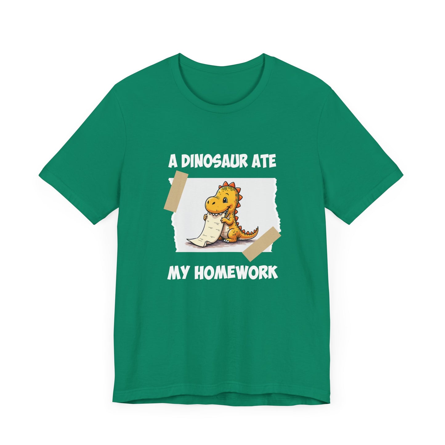 Homework Excuse T-Shirt – Cute Dino Eating Homework Graphic