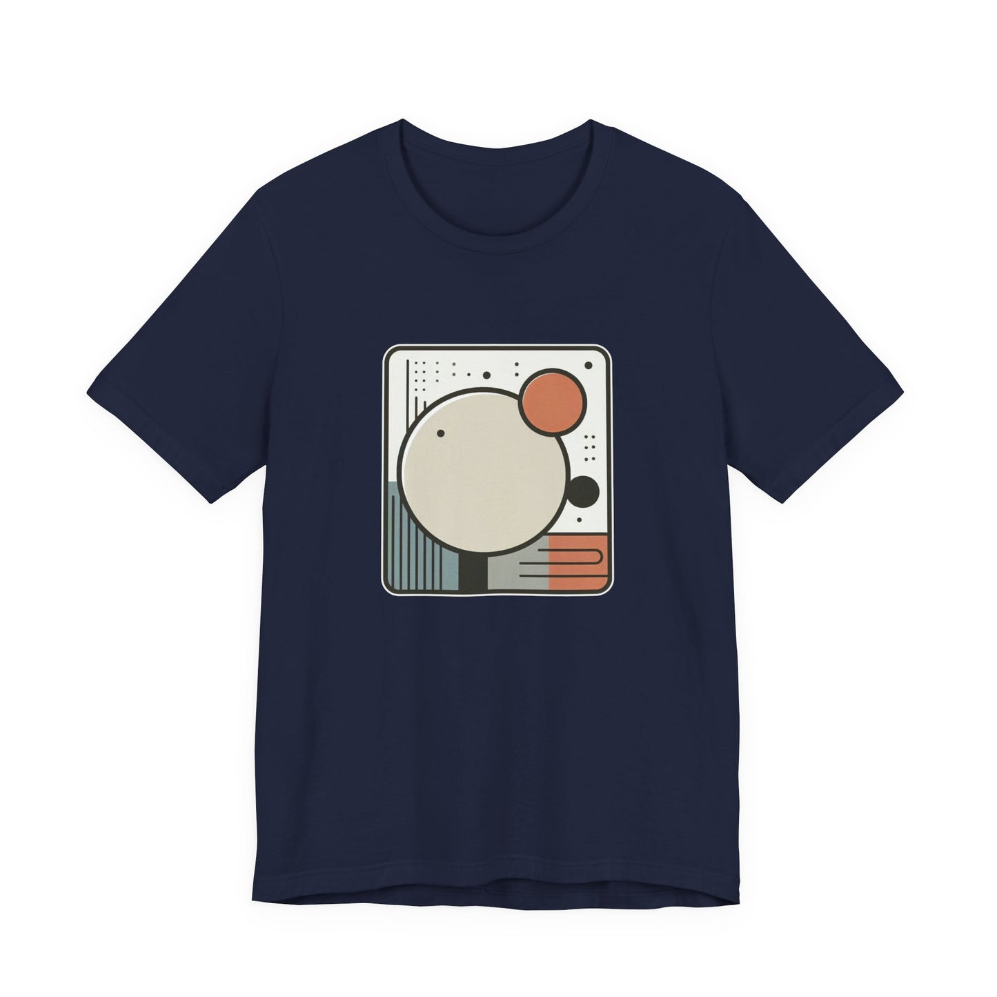 Less Is More Tshirt – Minimalist Geometric Rectangle with Colorful Circles and Lines