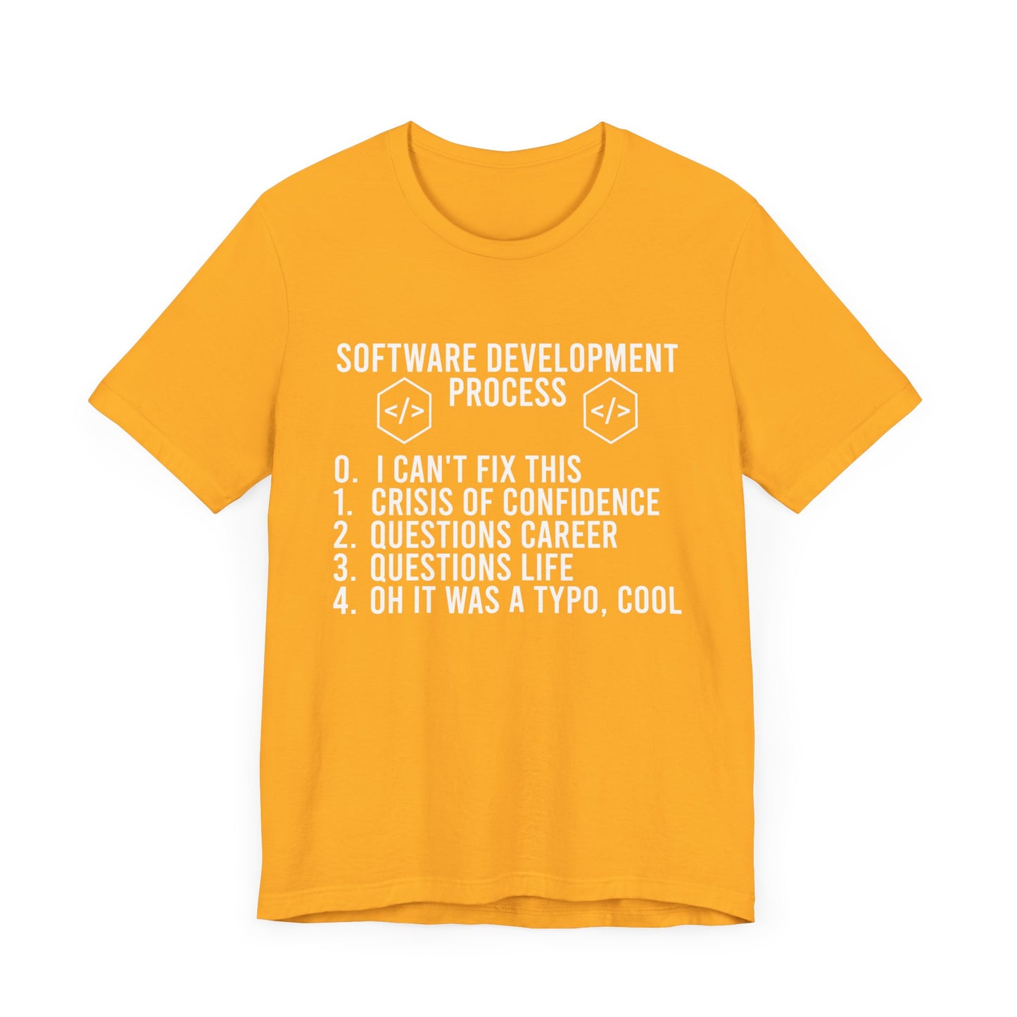 Software Engineering Humor Tee – Programmer Crisis Life Cycle