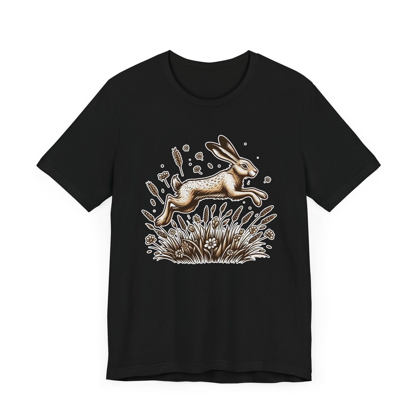 Leaping Lively Hare in Grain Field with Lush Grass Graphic T-Shirt
