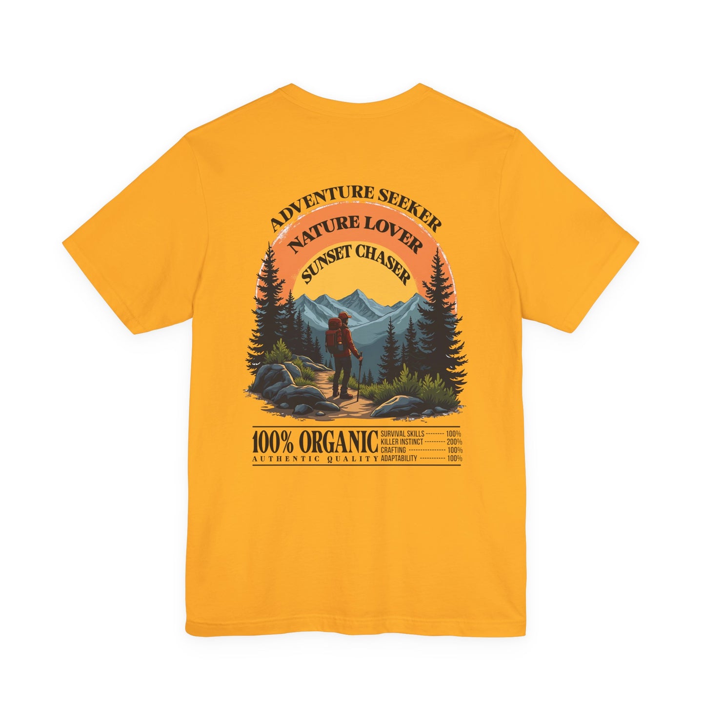 Adventure Seeker Nature Lover T-Shirt – Hiker on Mountain Edge Graphic