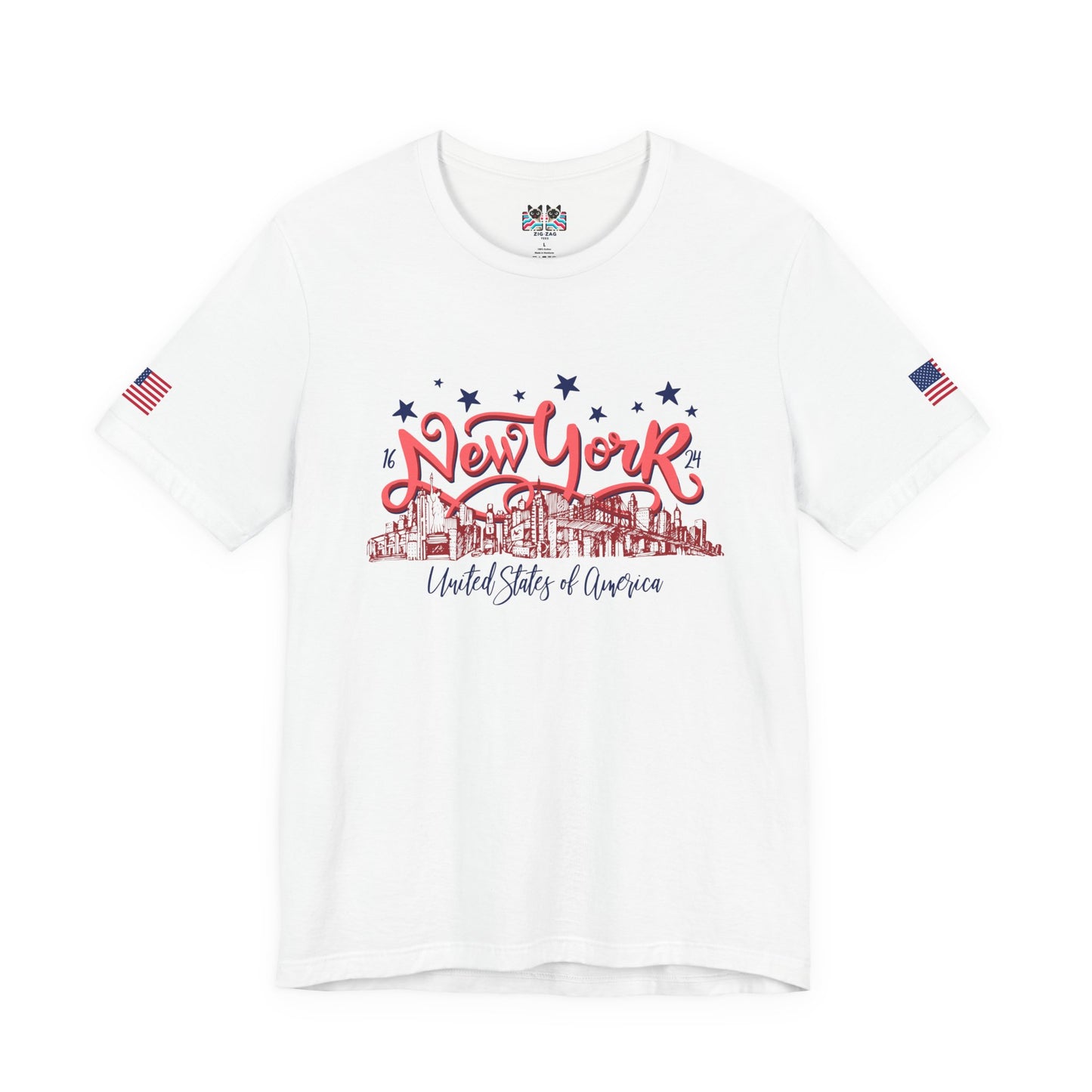 New York 1624 T-Shirt - Vintage Hand Lettered NYC Skyline United States of America