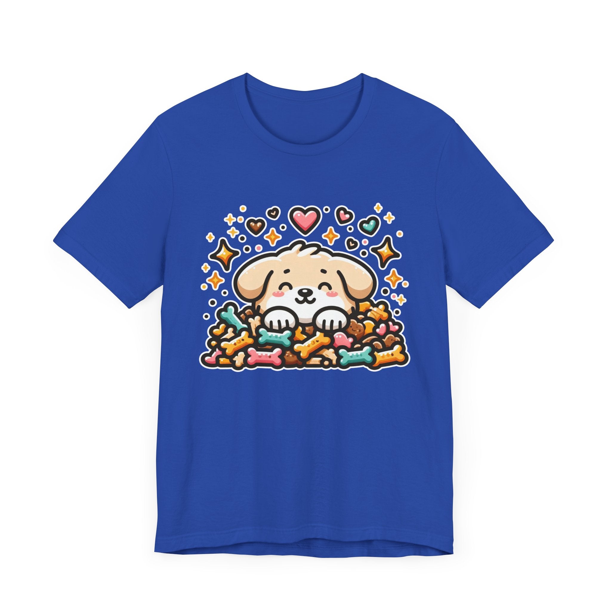 Puppy Face & Paw on a Pile of Treats | Stars & Hearts Reaction Graphic T-Shirt