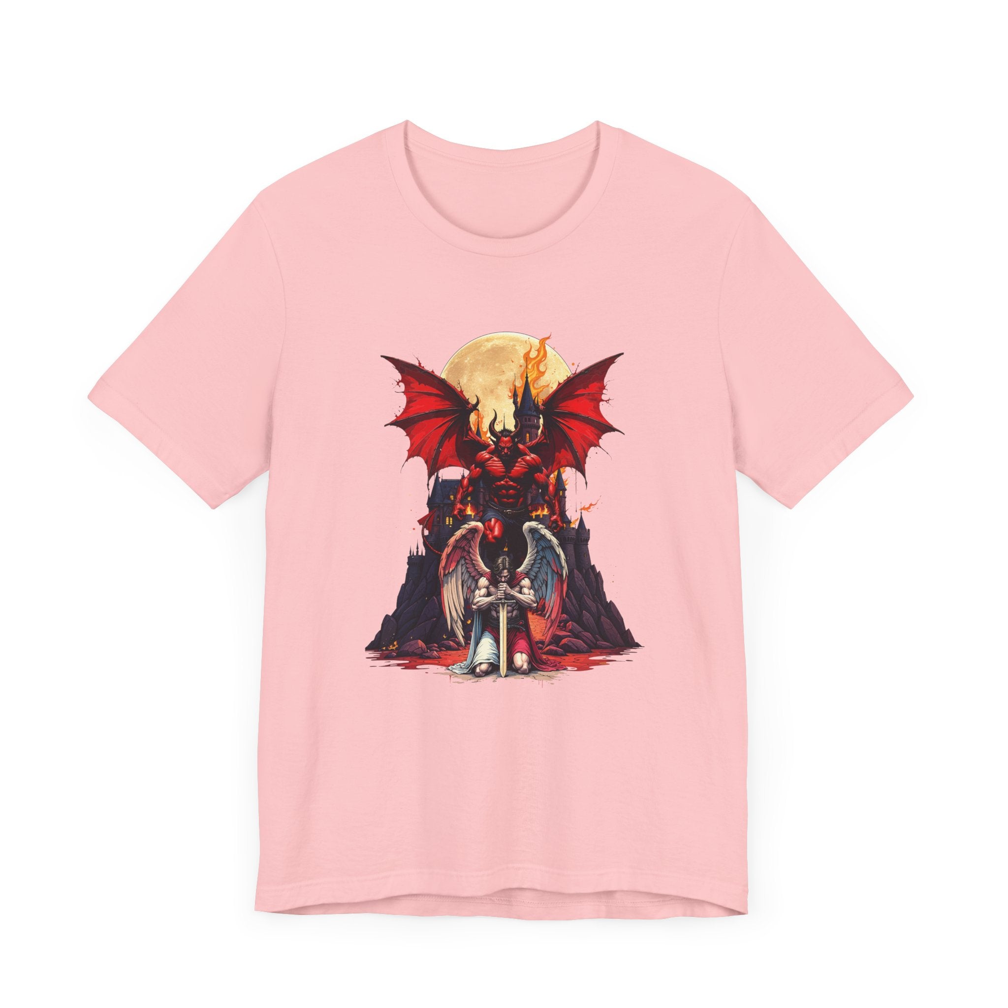 Beast Dominion – Floating Vampire Over Fallen Winged Fighter Graphic T-Shirt