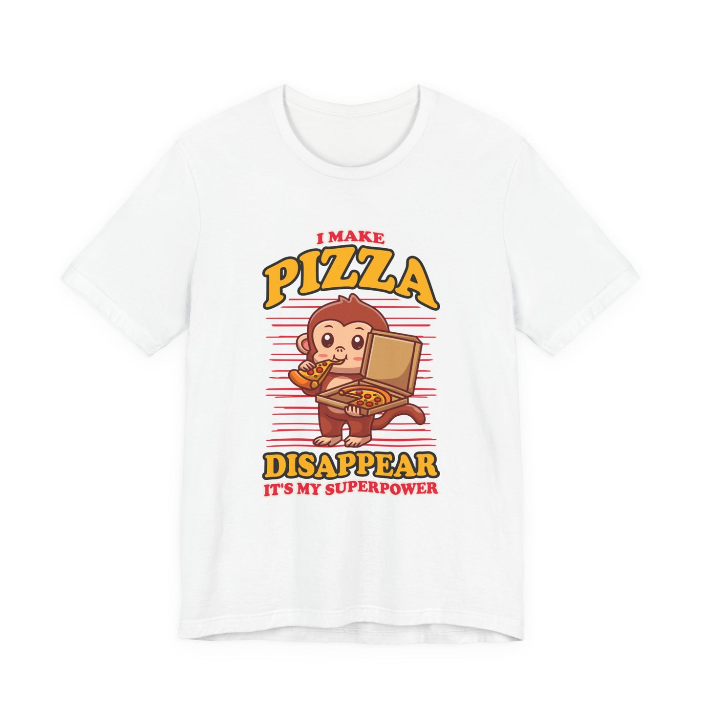 I Make Pizza Disappear T-Shirt – Funny Monkey With Pizza Box and Slice Graphic Tee