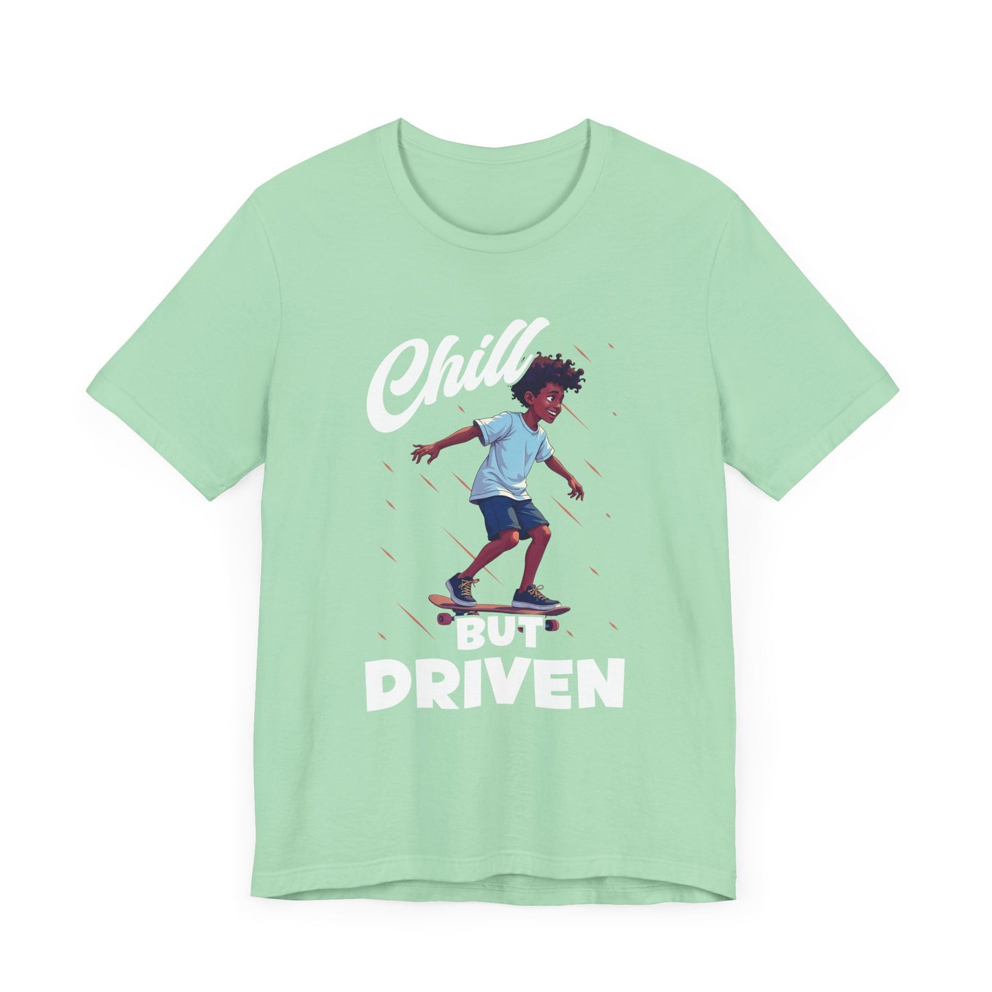 Chill but Driven – Happy Boy on Skateboard Graphic T-Shirt
