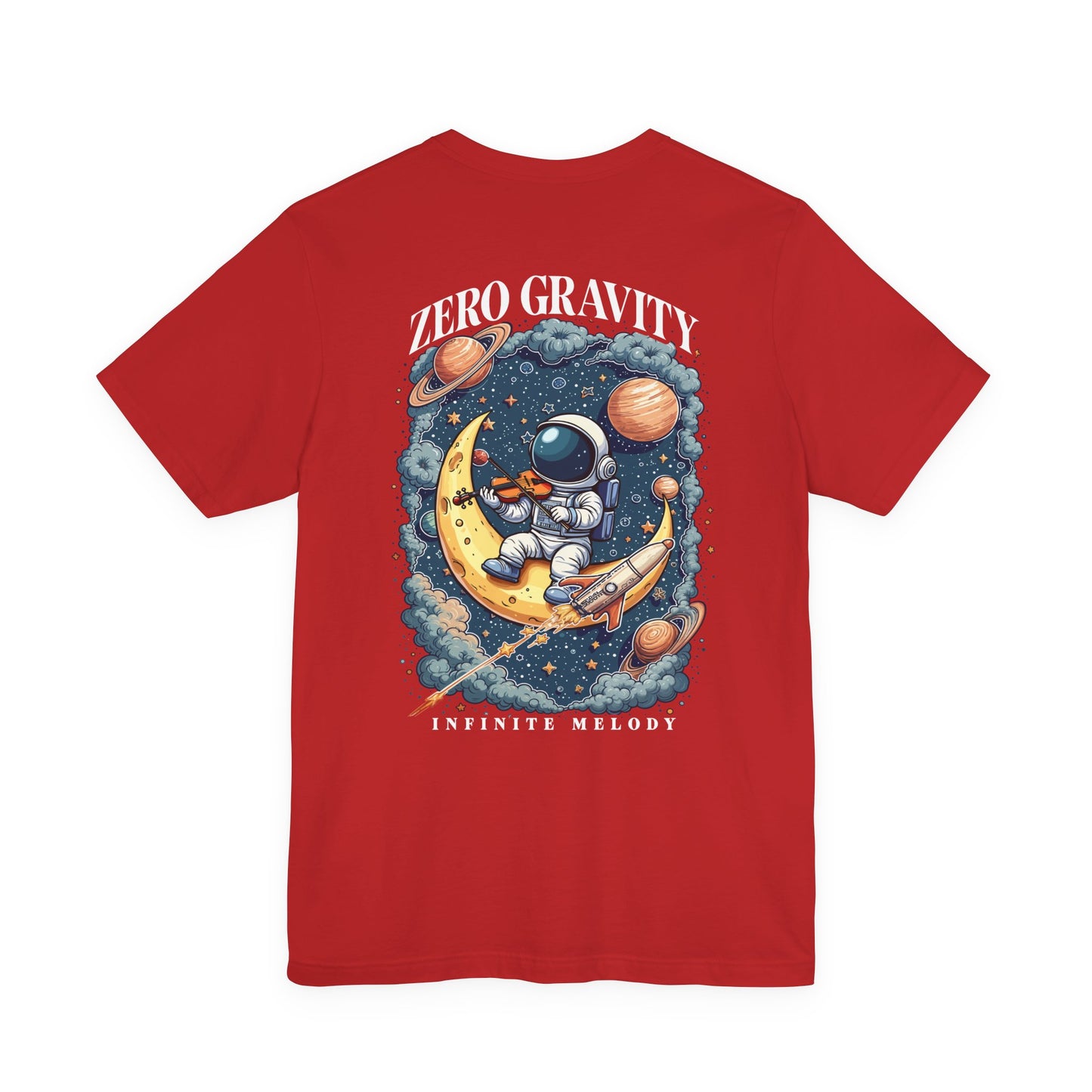 Zero Gravity Infinite Melody T-Shirt – Astronaut Violinist on Crescent Moon