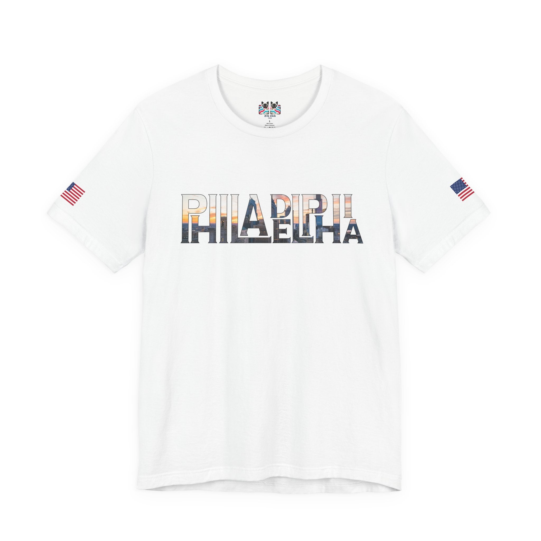 Philadelphia City Skyline Typography T-Shirt | Philly Cityscape Graphic Tee | Philadelphia Travel Souvenir Shirt