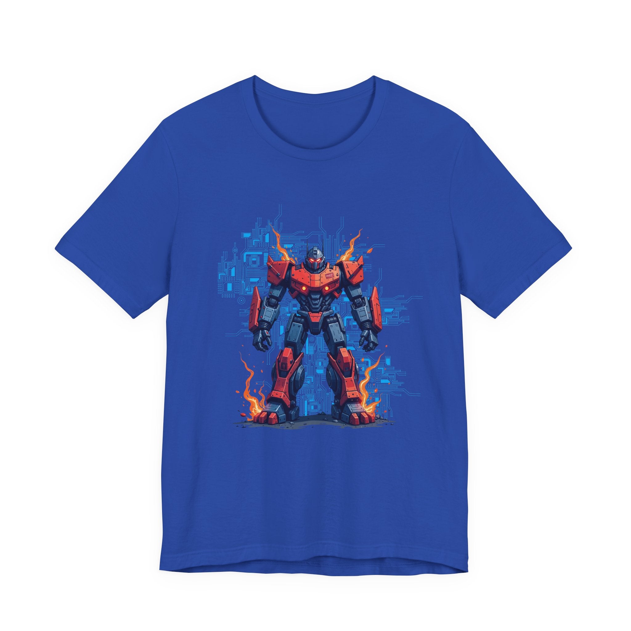 Ready for Anything – Robot Transformer on Fiery Ground Graphic T-Shirt