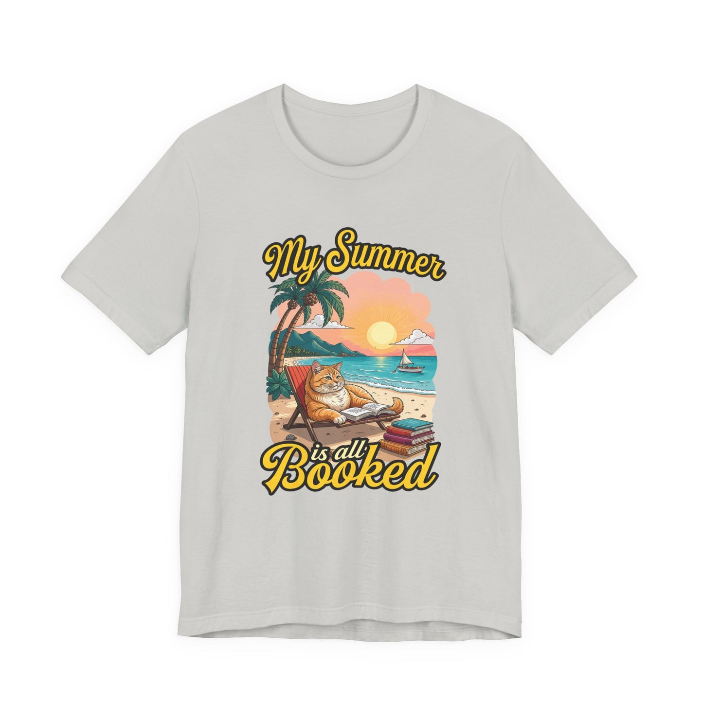 My Summer Is All Booked Tshirt Cat on Beach with books