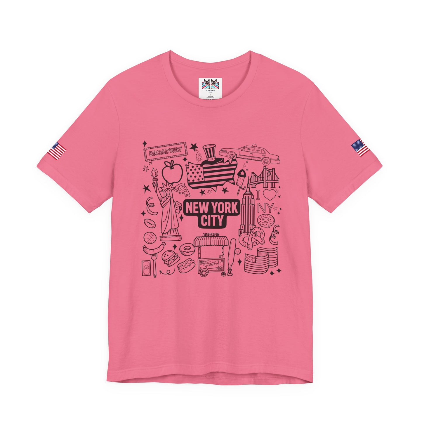 New York City Doodle T-Shirt - Cute NYC Icons Coloring Book Style Tourist Design