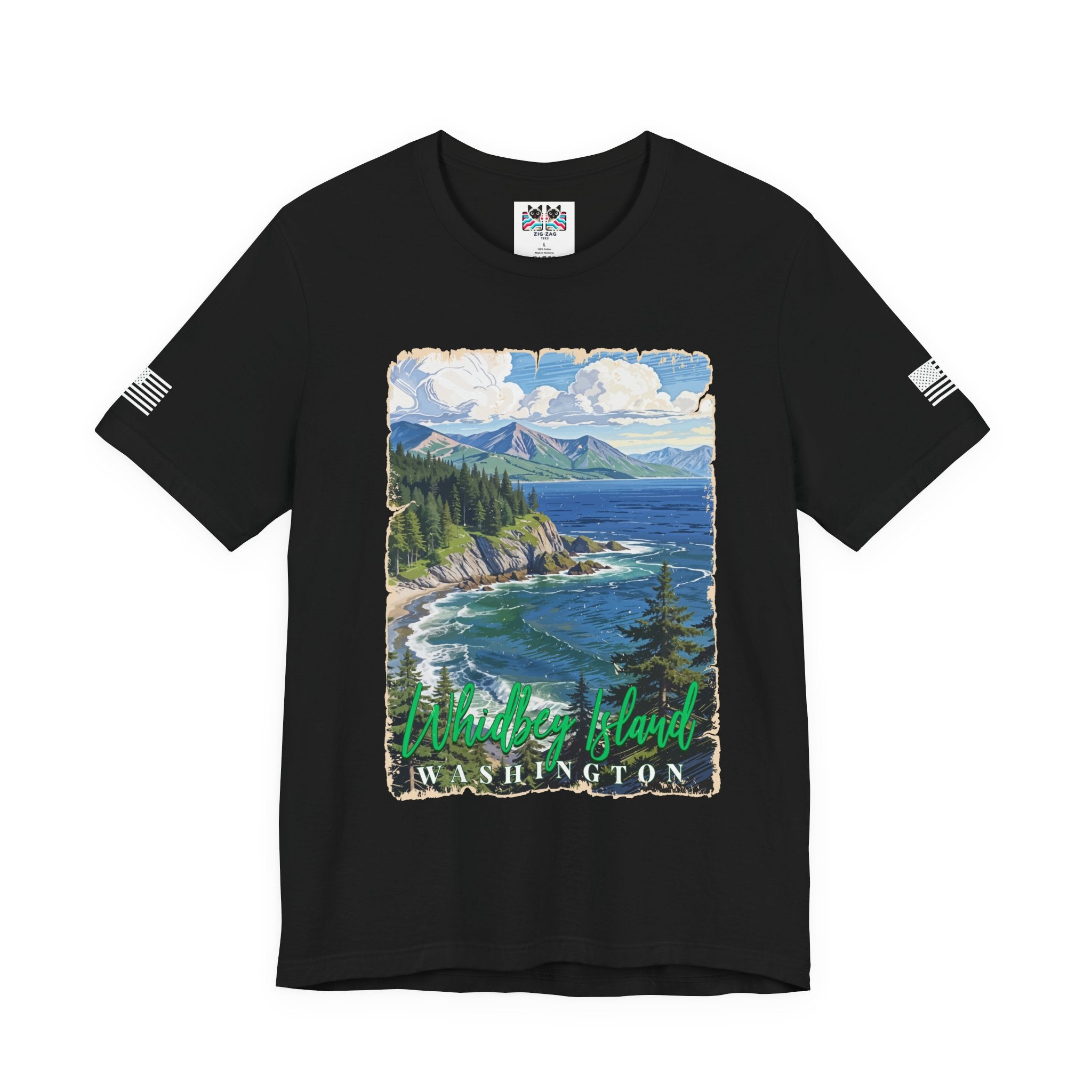 Whidbey Island Washington Vintage Coastal Travel Poster T-Shirt | Pacific Northwest Island Souvenir Tee