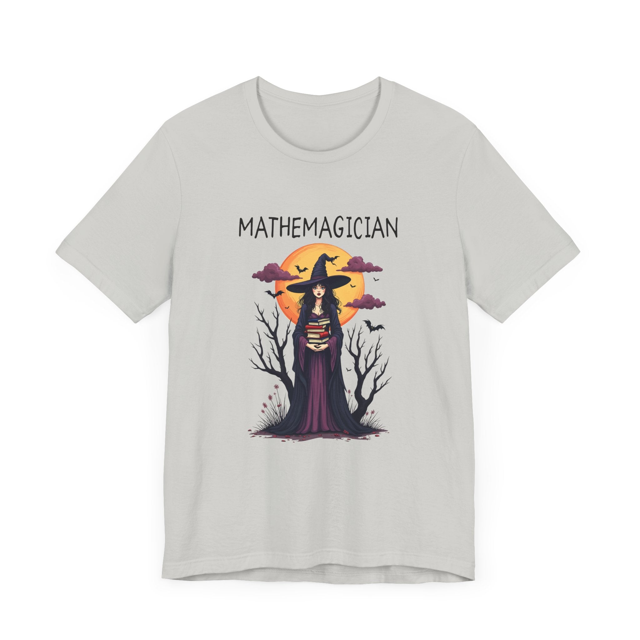 Enchanted Math Magician Tee – Witch with Books and Bats
