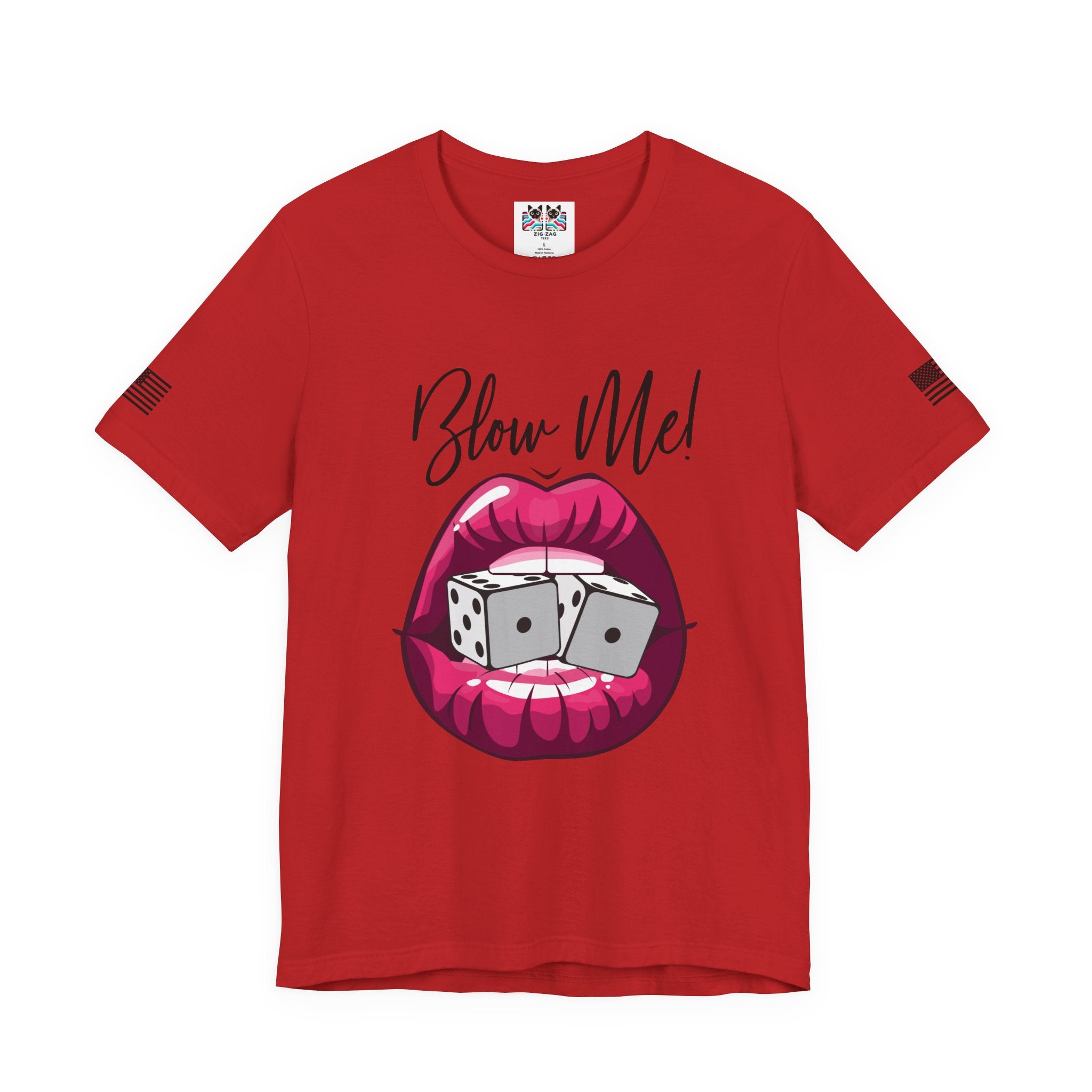 Blow Me Dice Funny Casino T-Shirt – Vegas Craps Lips Humor Tee