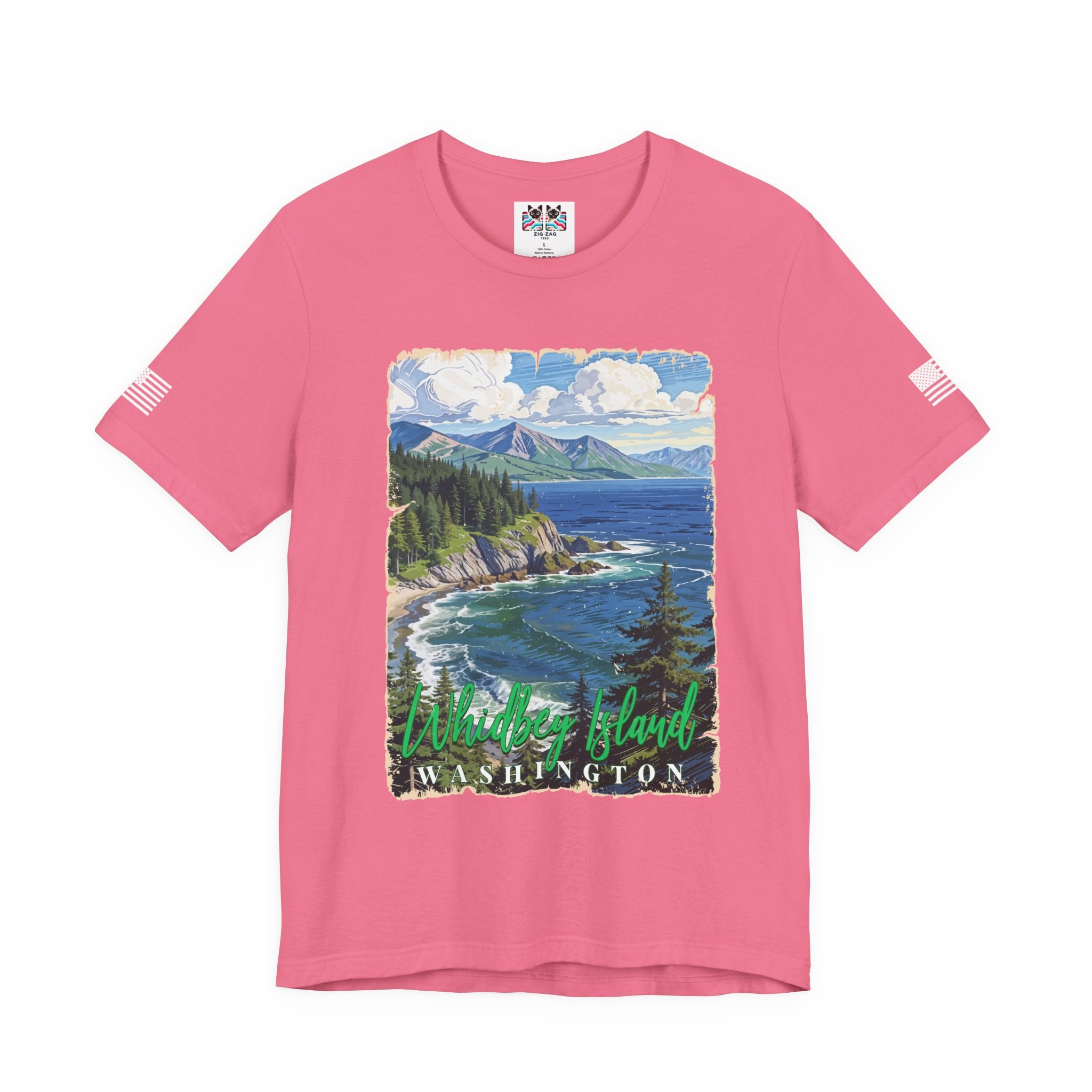 Whidbey Island Washington Vintage Coastal Travel Poster T-Shirt | Pacific Northwest Island Souvenir Tee