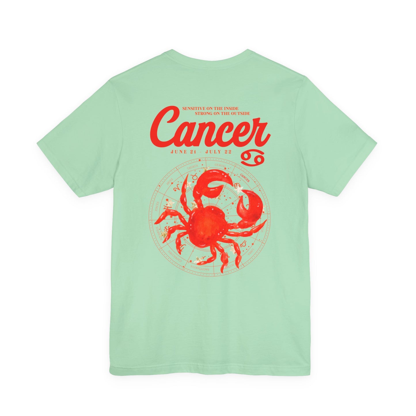 Cancer Zodiac T-Shirt – Crab with Astrological Wheel and Water Element