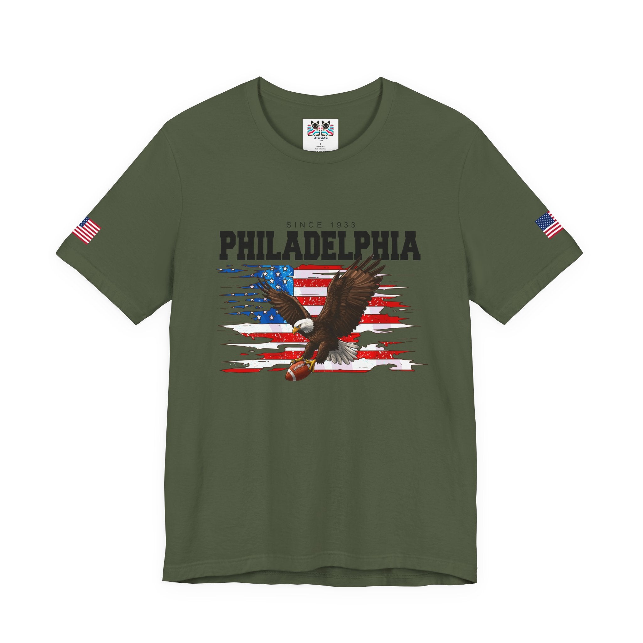 Philadelphia Eagles Since 1933 Bald Eagle American Flag Football T-Shirt | Patriotic Philly Fan Shirt | Game Day Tee