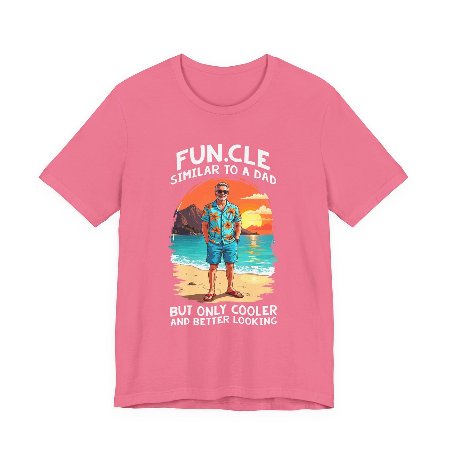 FUN.CLE Beach Sunset T-Shirt – Cool Uncle Beach Graphic with Funny Quote