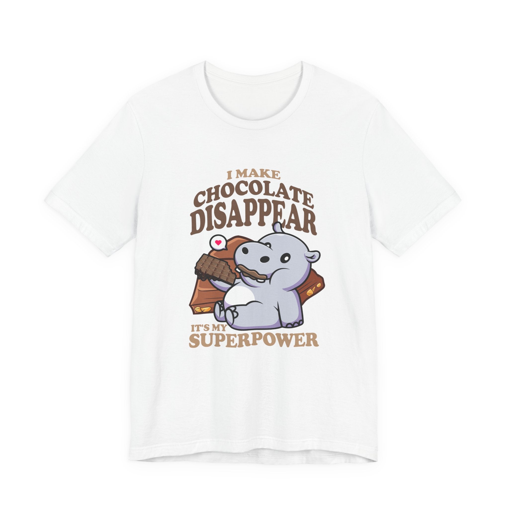 I Make Chocolate Disappear T-Shirt – Adorable Baby Rhino With Chocolate Funny Super Power Graphic Tee