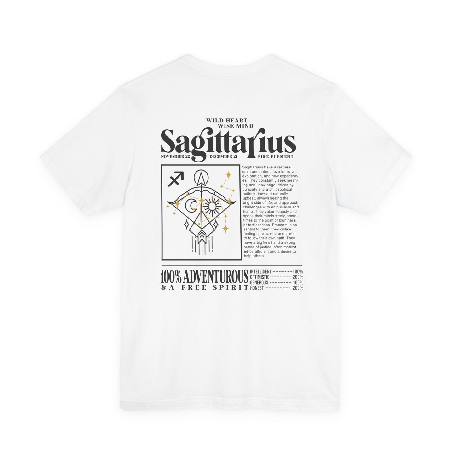 Sagittarius Zodiac T-Shirt – Wild Heart Wise Mind Fire Element