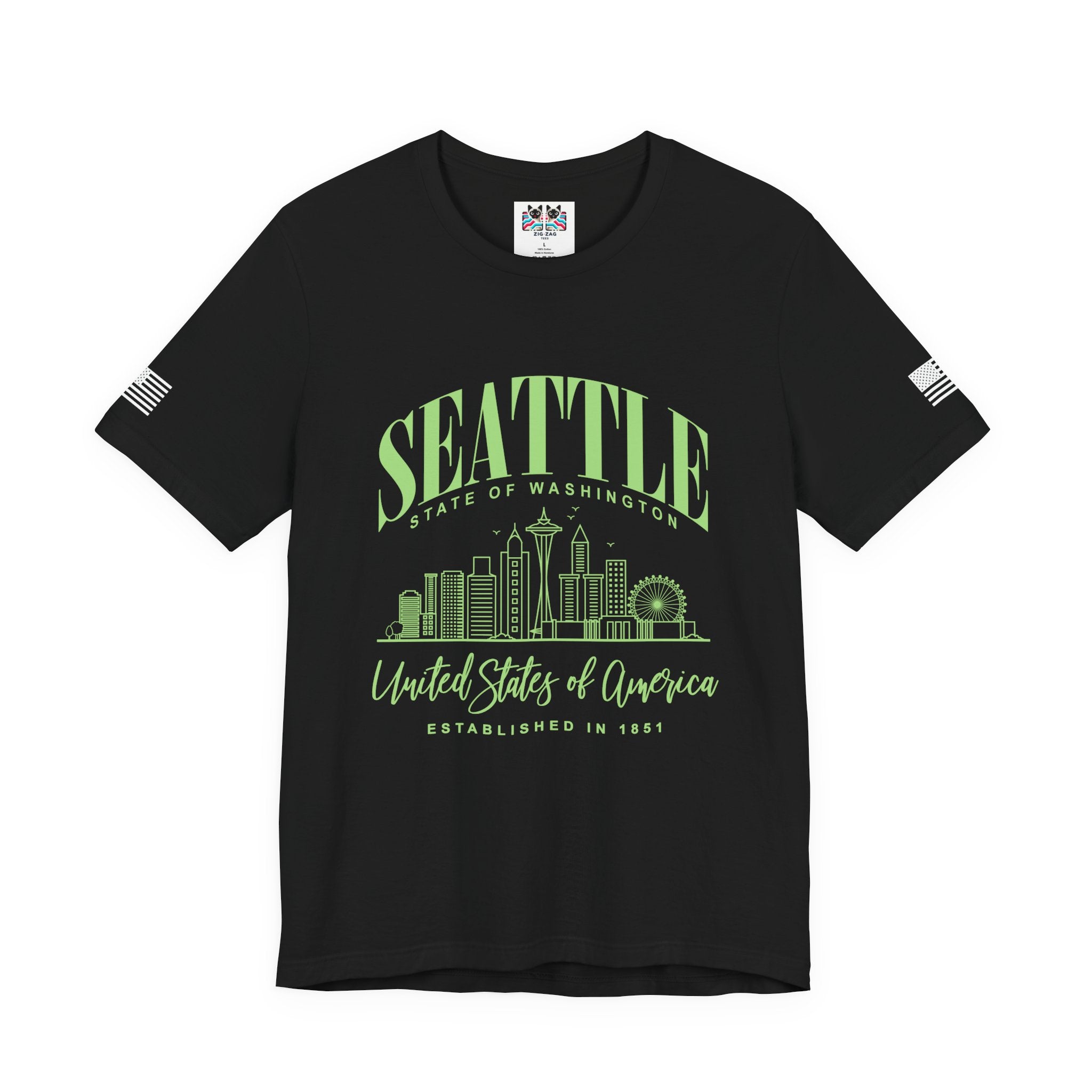 Seattle State of Washington Arch Skyline T-Shirt | United States of America EST 1851 Tee | Evergreen State Shirt