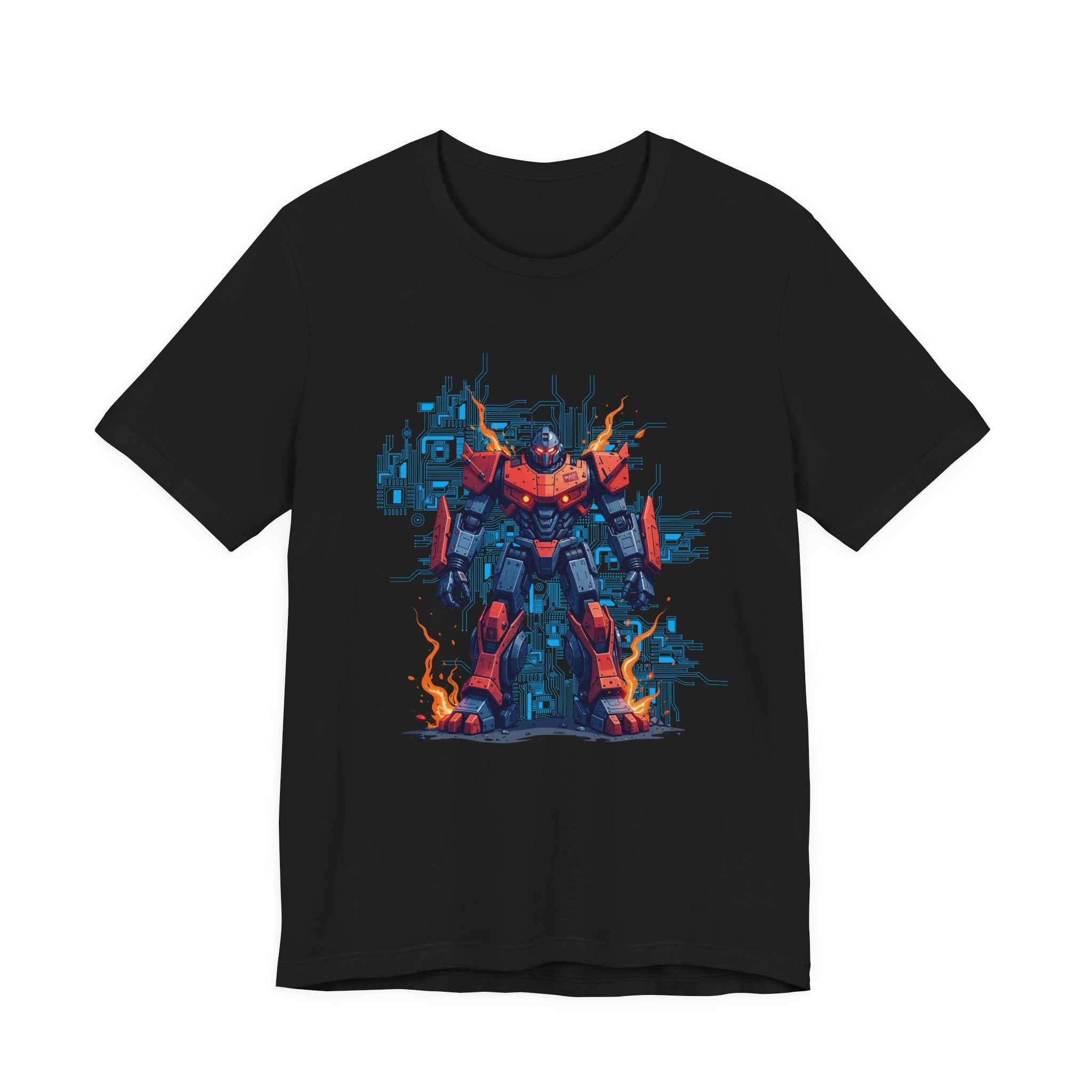 Ready for Anything – Robot Transformer on Fiery Ground Graphic T-Shirt