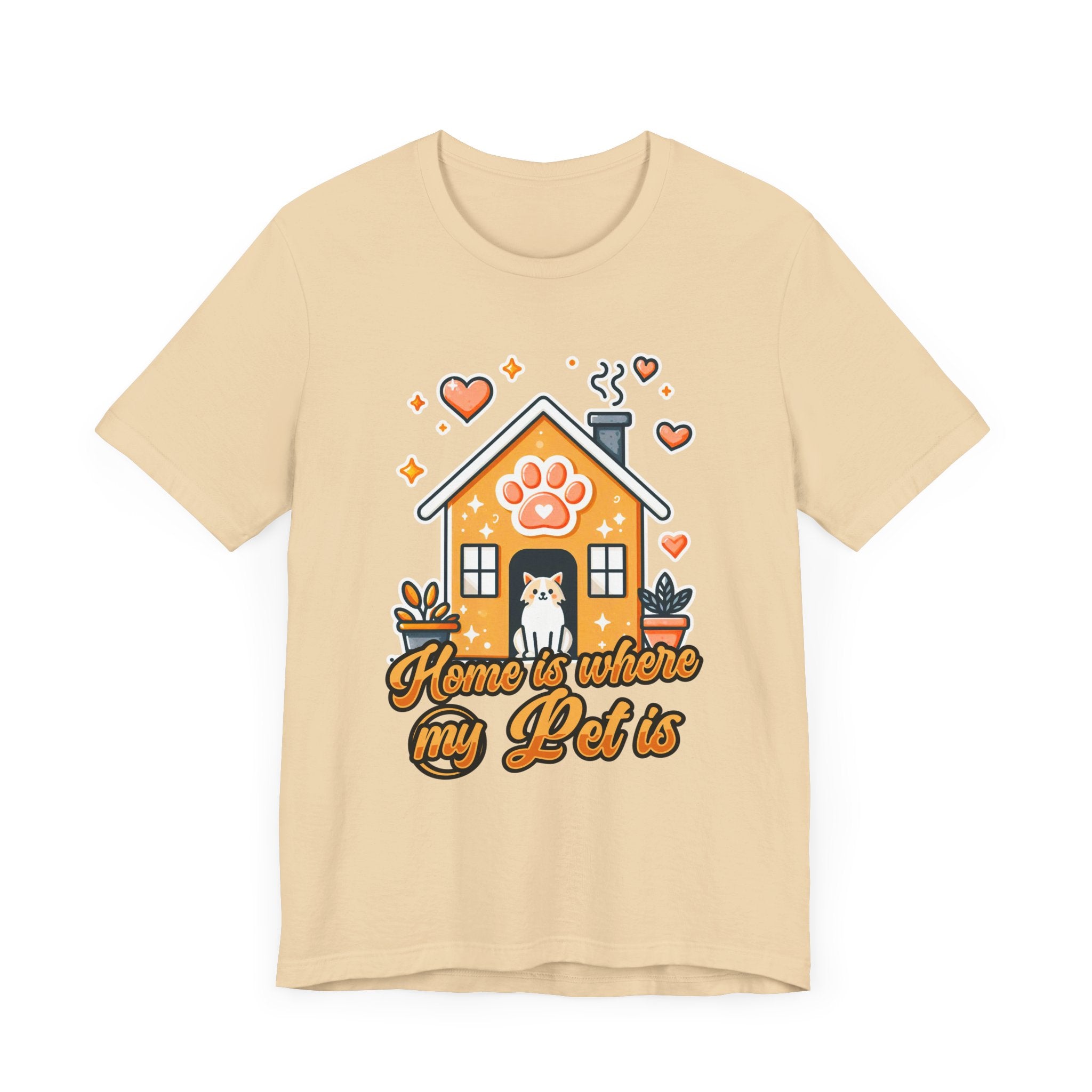 Home is Where My Pet Is | Dog at Dog House with Stars & Hearts T-Shirt