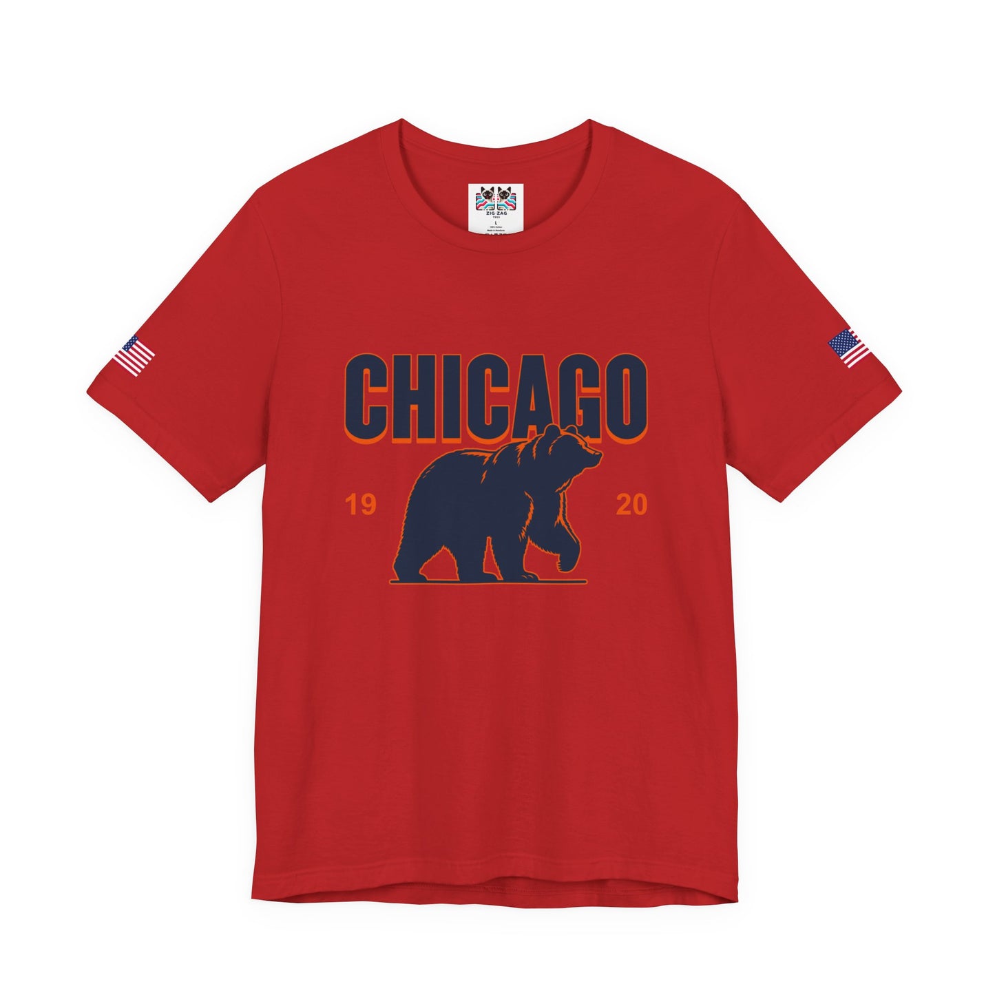 Chicago Bears T-Shirt - Chicago 1920 Orange Navy Blue Bear Mascot Illinois Design