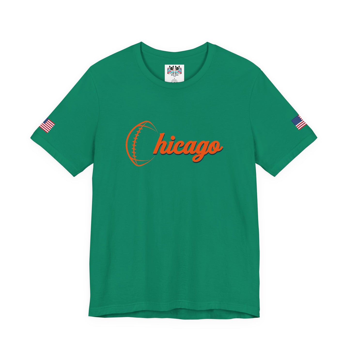 Chicago Football T-Shirt - Simple Orange Script C Bears Colors Minimalist Design