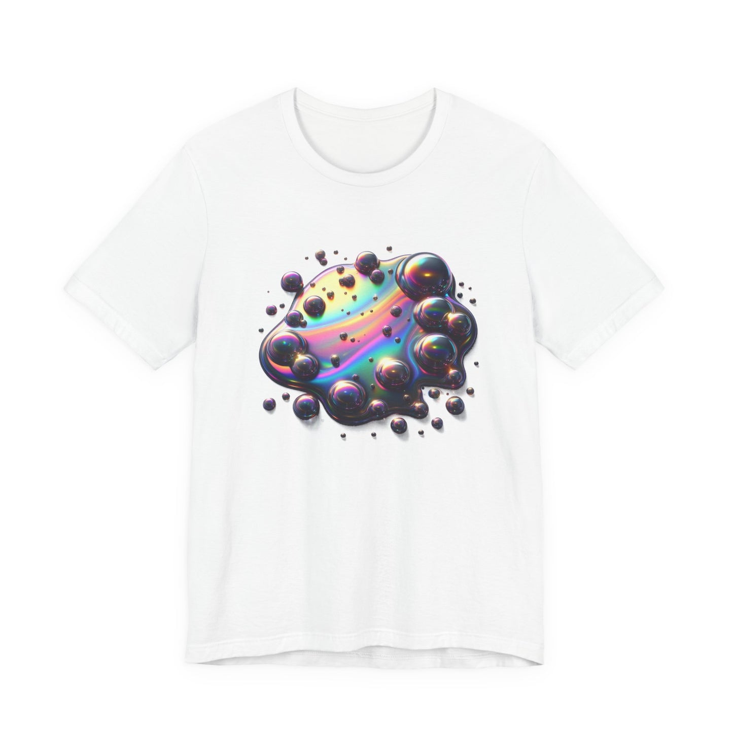 Oil Spill Fantasy – Iridescent Abstract Swirl Graphic T-Shirt