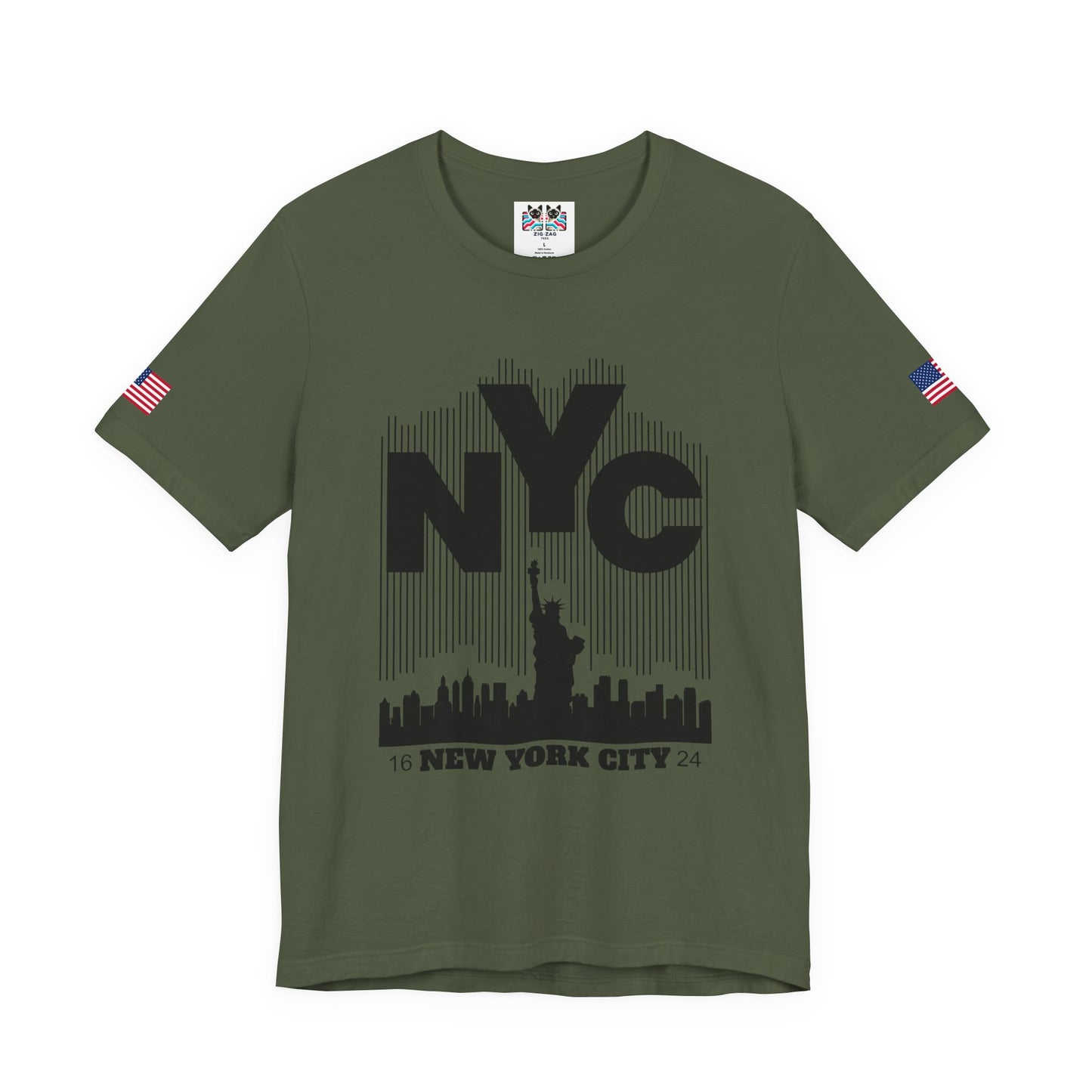 NYC Barcode T-Shirt - Modern New York City 1624 Minimalist Stripe Design