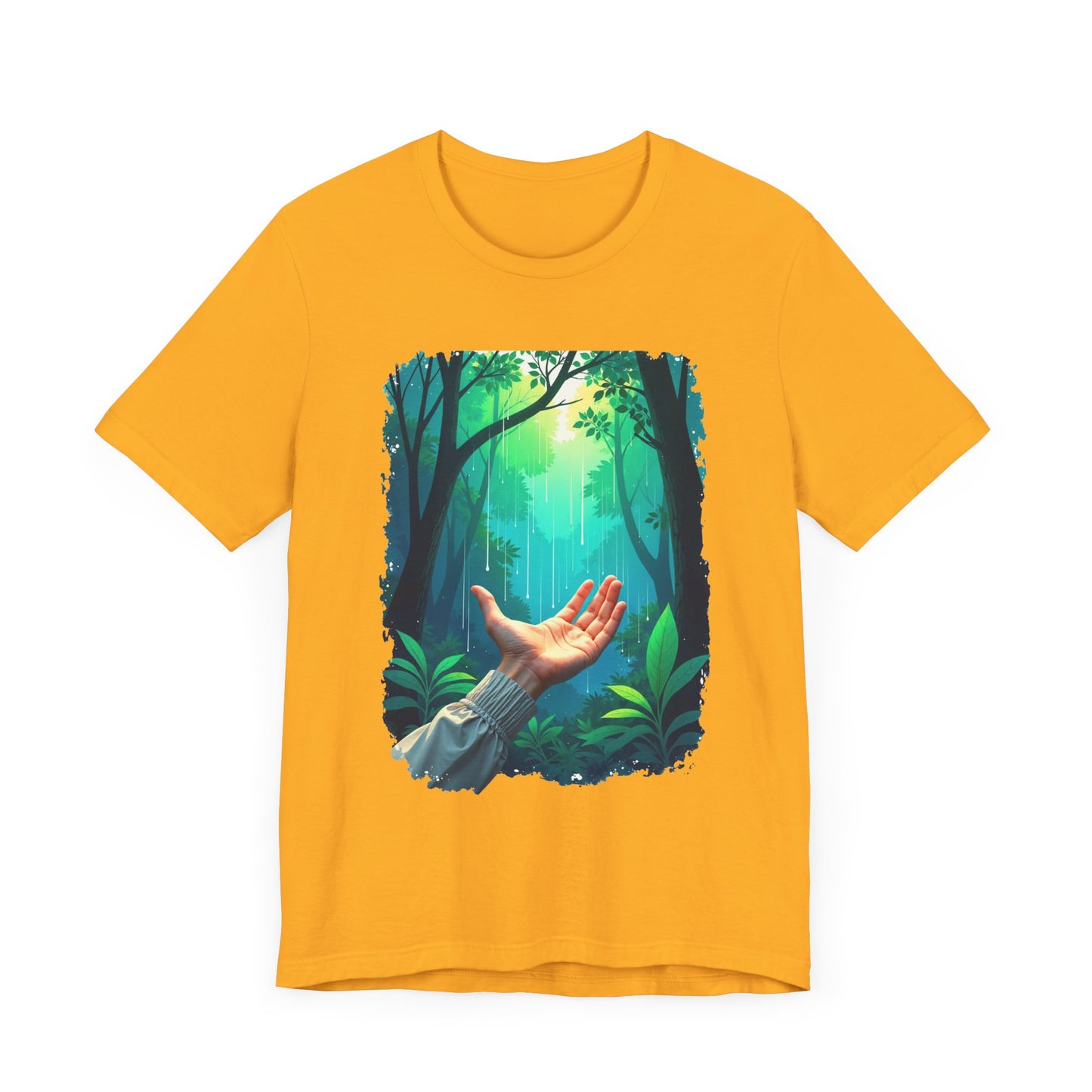 Forest Connection T-Shirt – Hand Reaching for Rain Nature Art