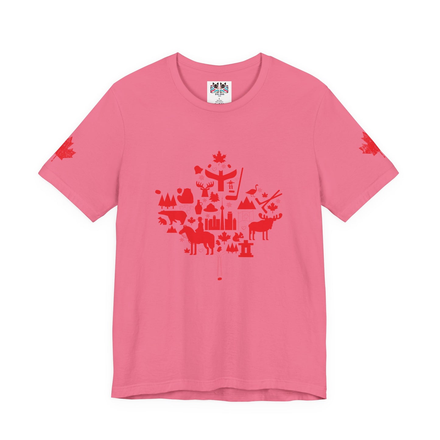 Canada Icons collage of iconic Canadian symbols Maple - Red Print T-Shirt