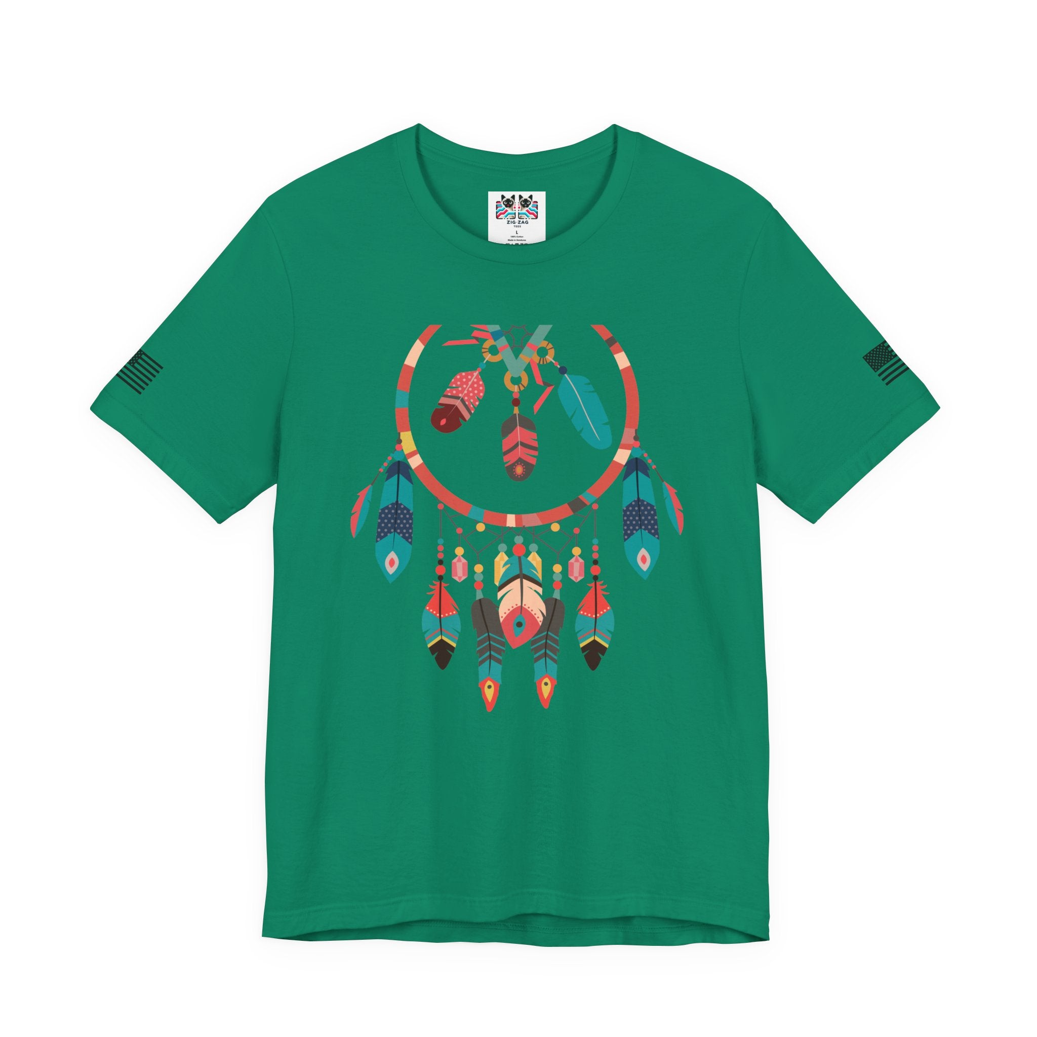 Dream Catcher Graphic T-Shirt – Vibrant Boho Feathers Spiritual Native Inspired Tee