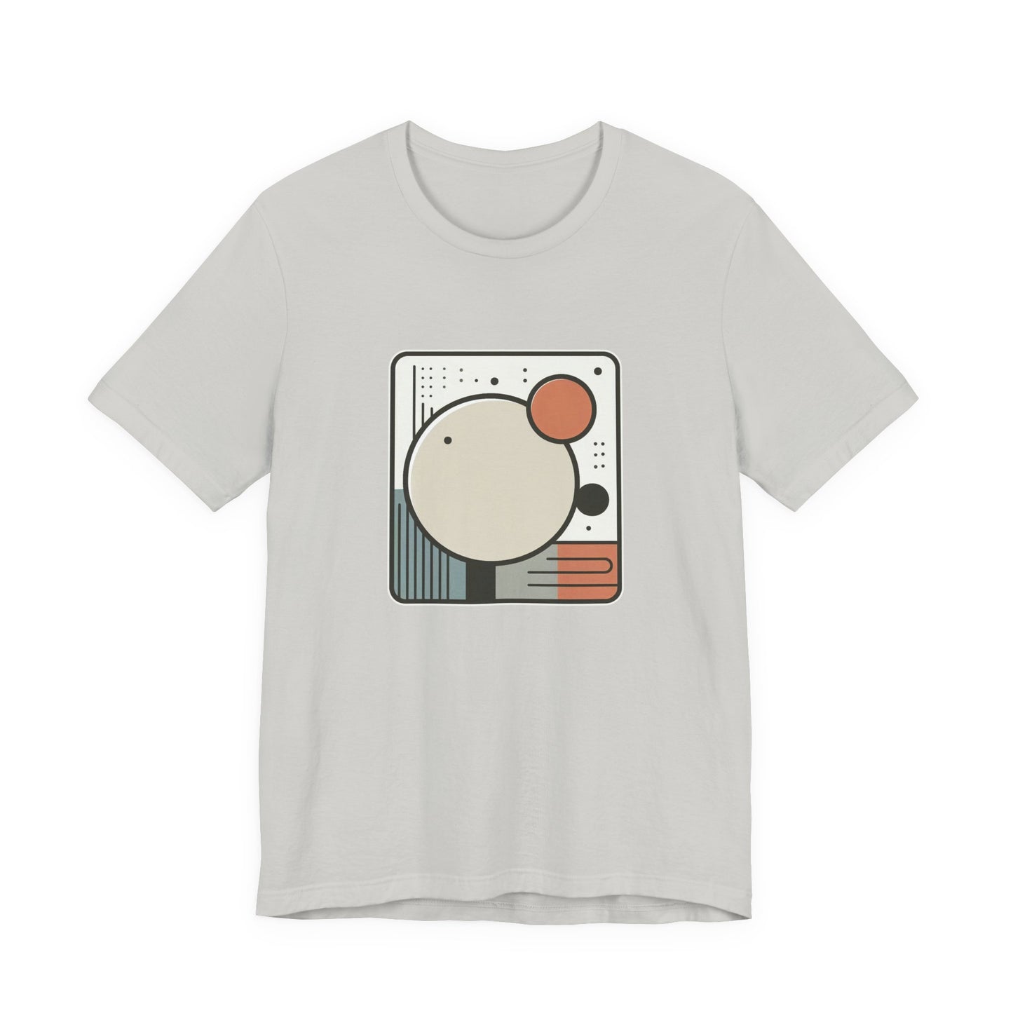Less Is More Tshirt – Minimalist Geometric Rectangle with Colorful Circles and Lines