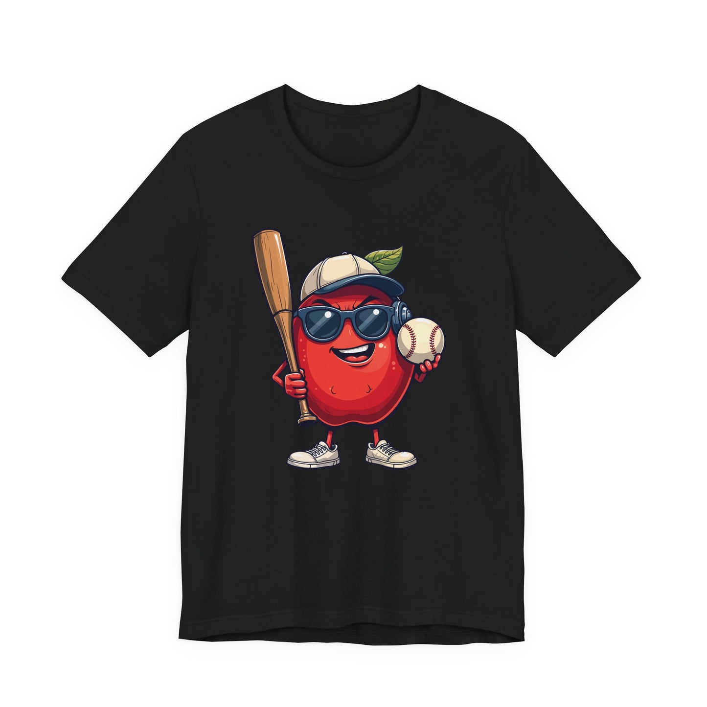 Aggressive Apple Baseball Mascot Tshirt Bold Sports Fruit Character Design