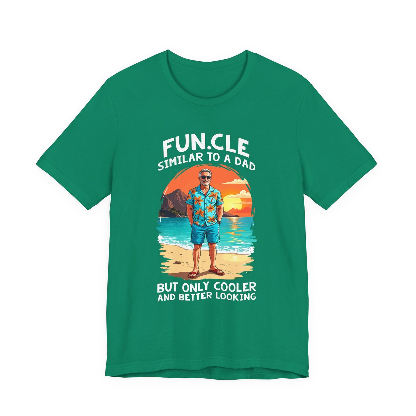FUN.CLE Beach Sunset T-Shirt – Cool Uncle Beach Graphic with Funny Quote