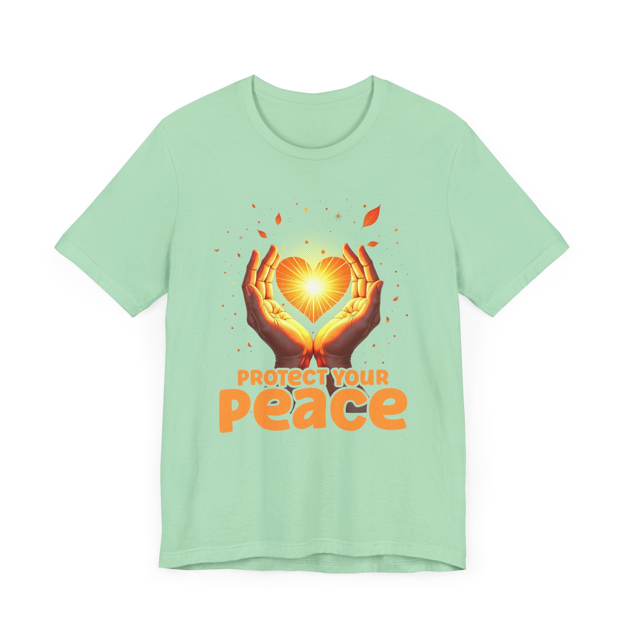 Protect Your Peace – Praying Hands with Heart & Nature Elements Graphic T-Shirt