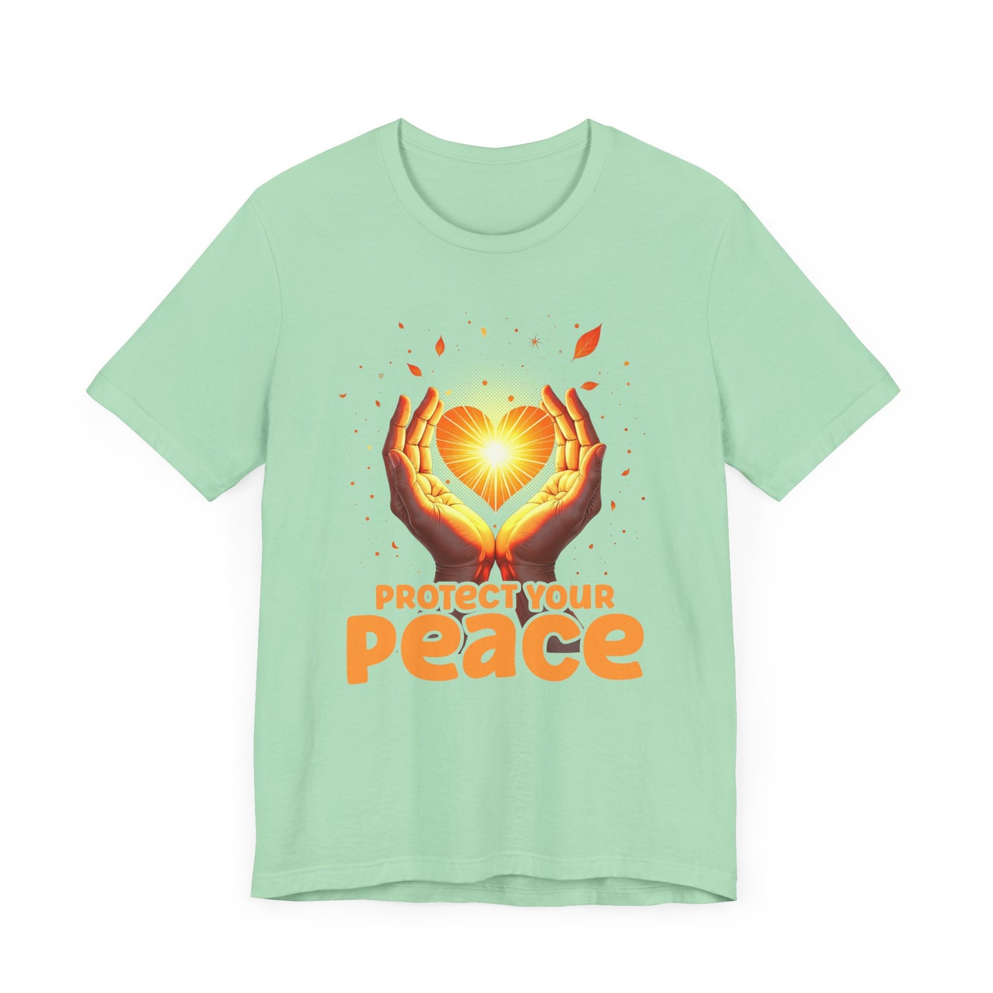Protect Your Peace – Praying Hands with Heart & Nature Elements Graphic T-Shirt