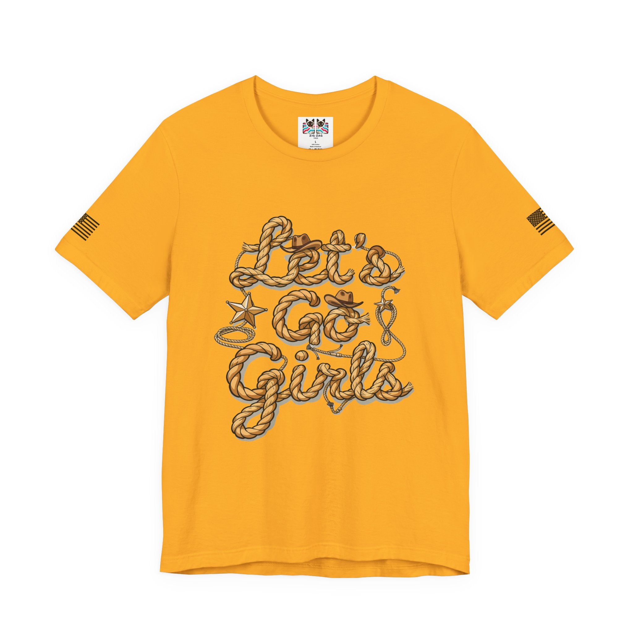 Let's Go Girls T-Shirt – Western Rope Lasso Typography Cowboy Hat Star Graphic Tee