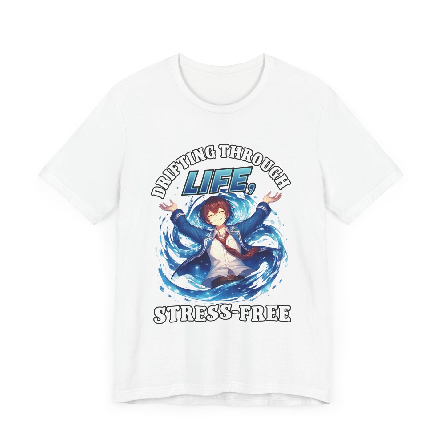 Let Go And Let Flow Shirt, Tranquil Anime Boy Tee, Water Energy Graphic T Shirt, Spiritual Release Apparel, Calm Vibes Minimalist Top