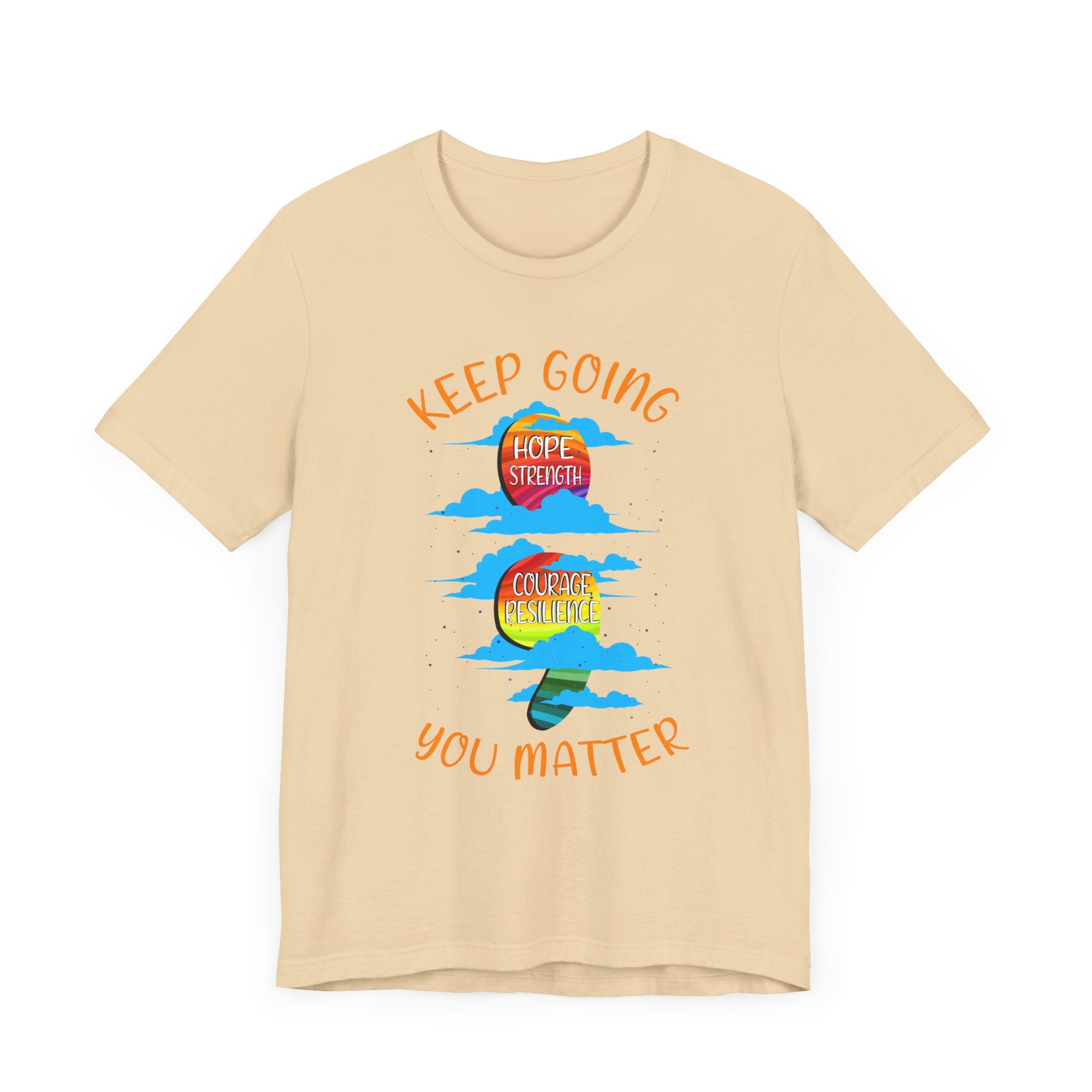 Keep going Semi Colon Rainbow Affirmation  Graphic Statement Tee for Mental Health, Recovery, and the Story That Still Continues in Color