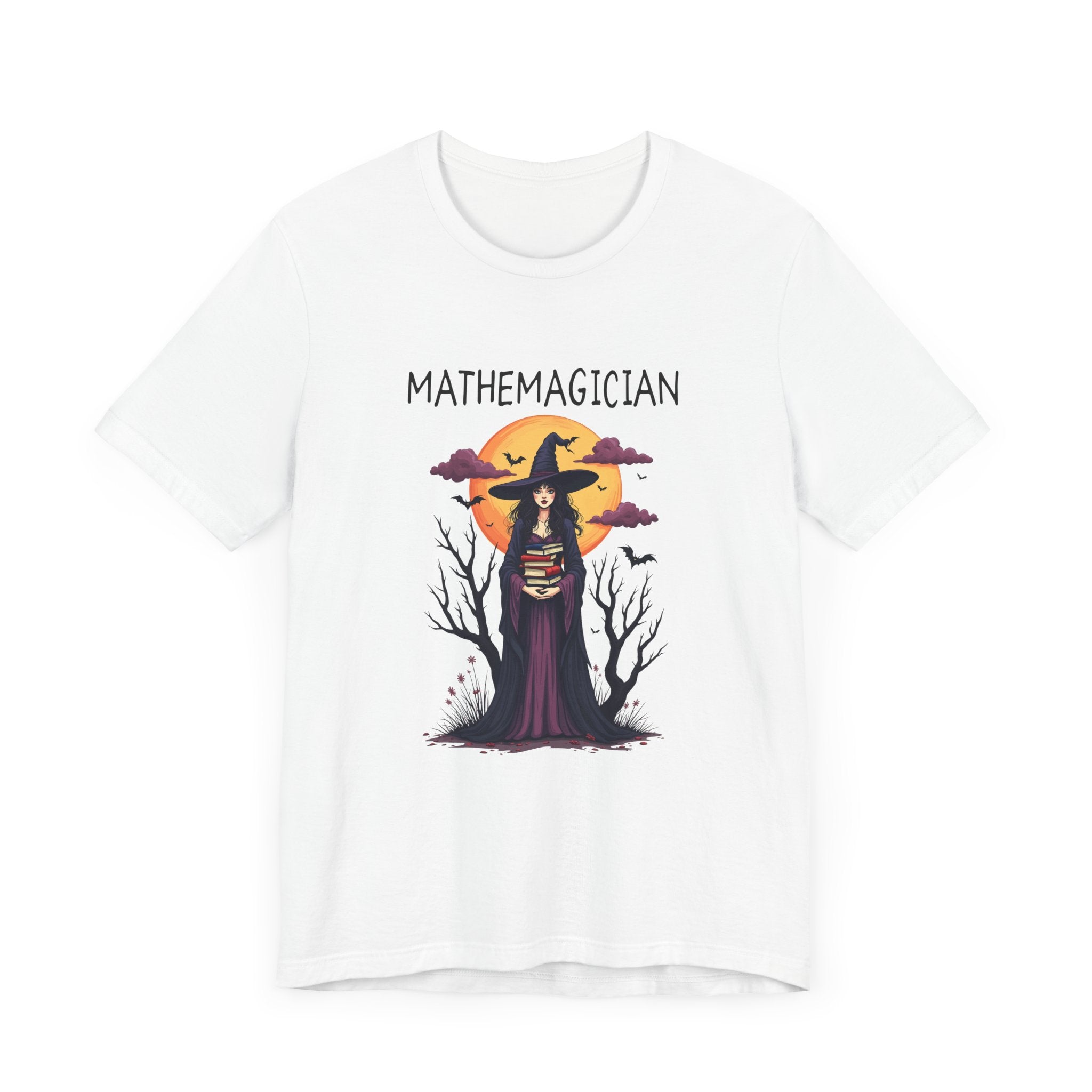 Enchanted Math Magician Tee – Witch with Books and Bats
