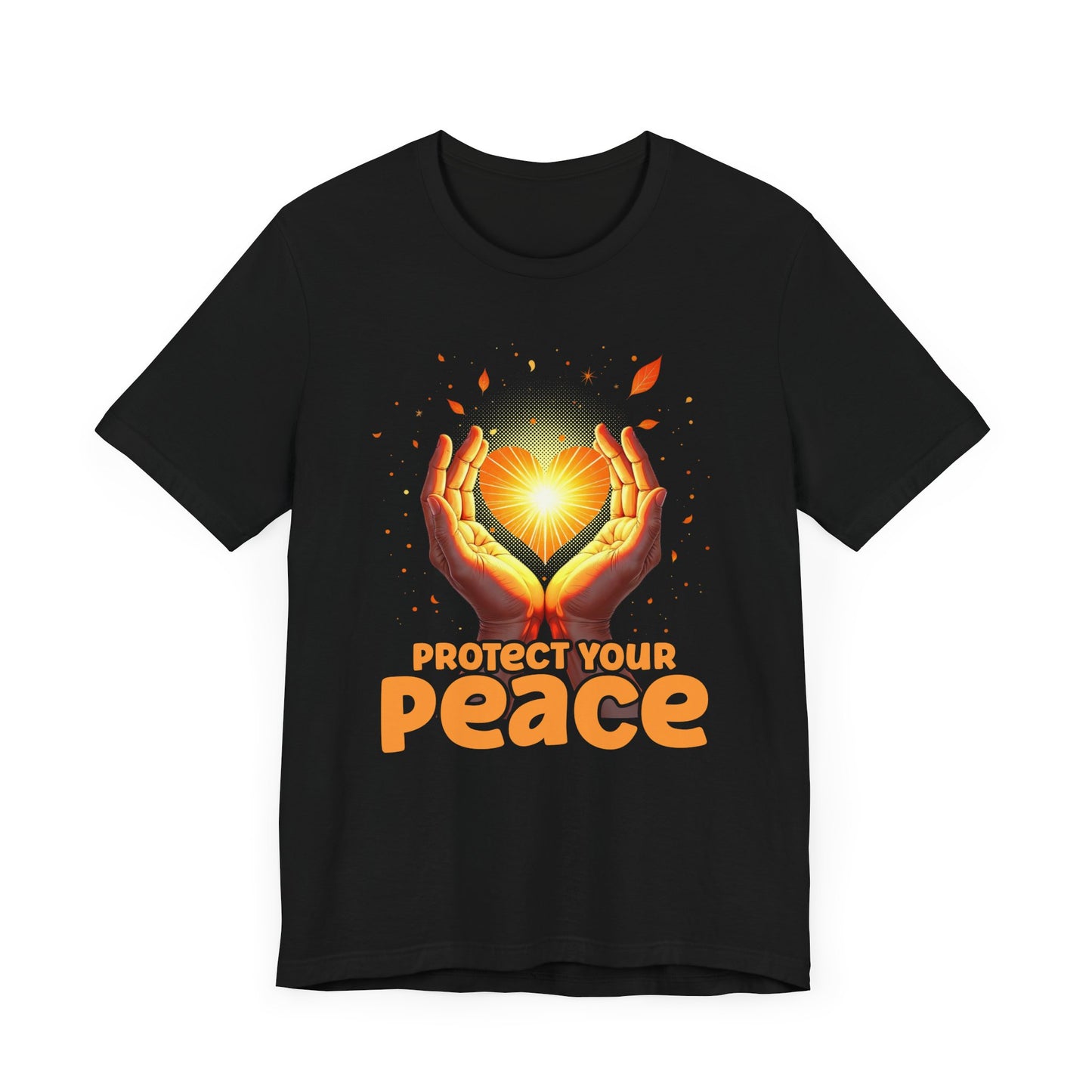 Protect Your Peace – Praying Hands with Heart & Nature Elements Graphic T-Shirt