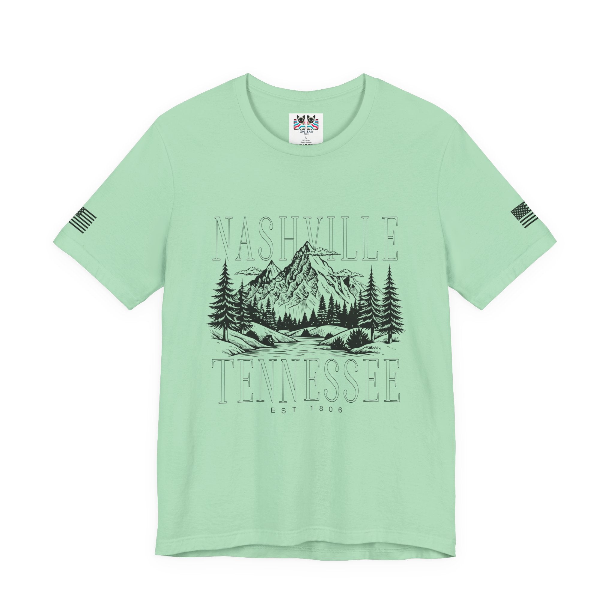 Nashville Tennessee EST 1806 T-Shirt – Mountain Range Line Art Graphic Tee