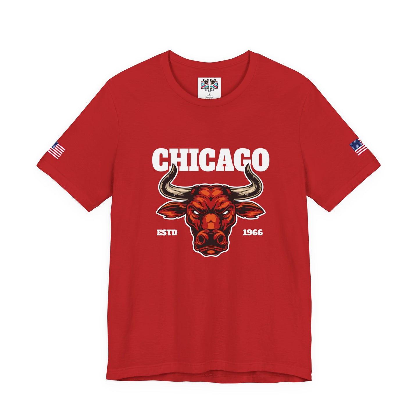 Chicago Bulls T-Shirt - Red Bull Mascot Est 1966 Sports Team Pride Design