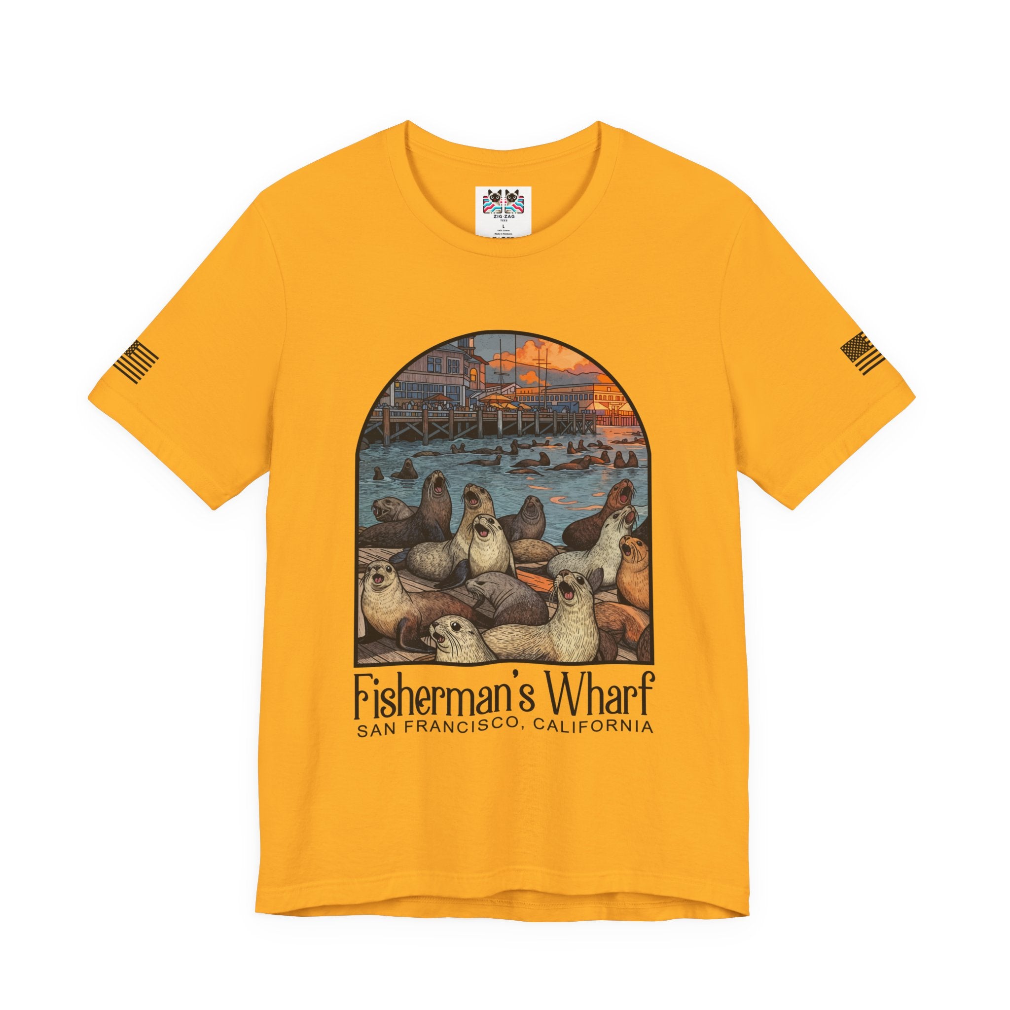 Fisherman's Wharf San Francisco California T-Shirt – Sea Lions Arched Graphic Tee