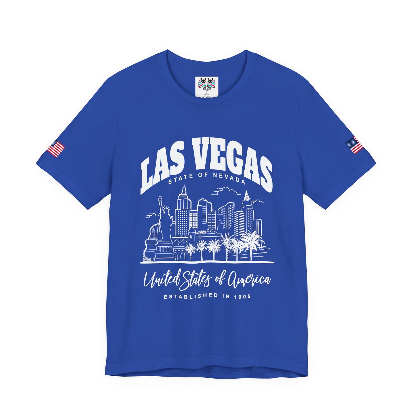 Las Vegas State of Nevada T-Shirt - Established 1905 Red White Skyline USA Design