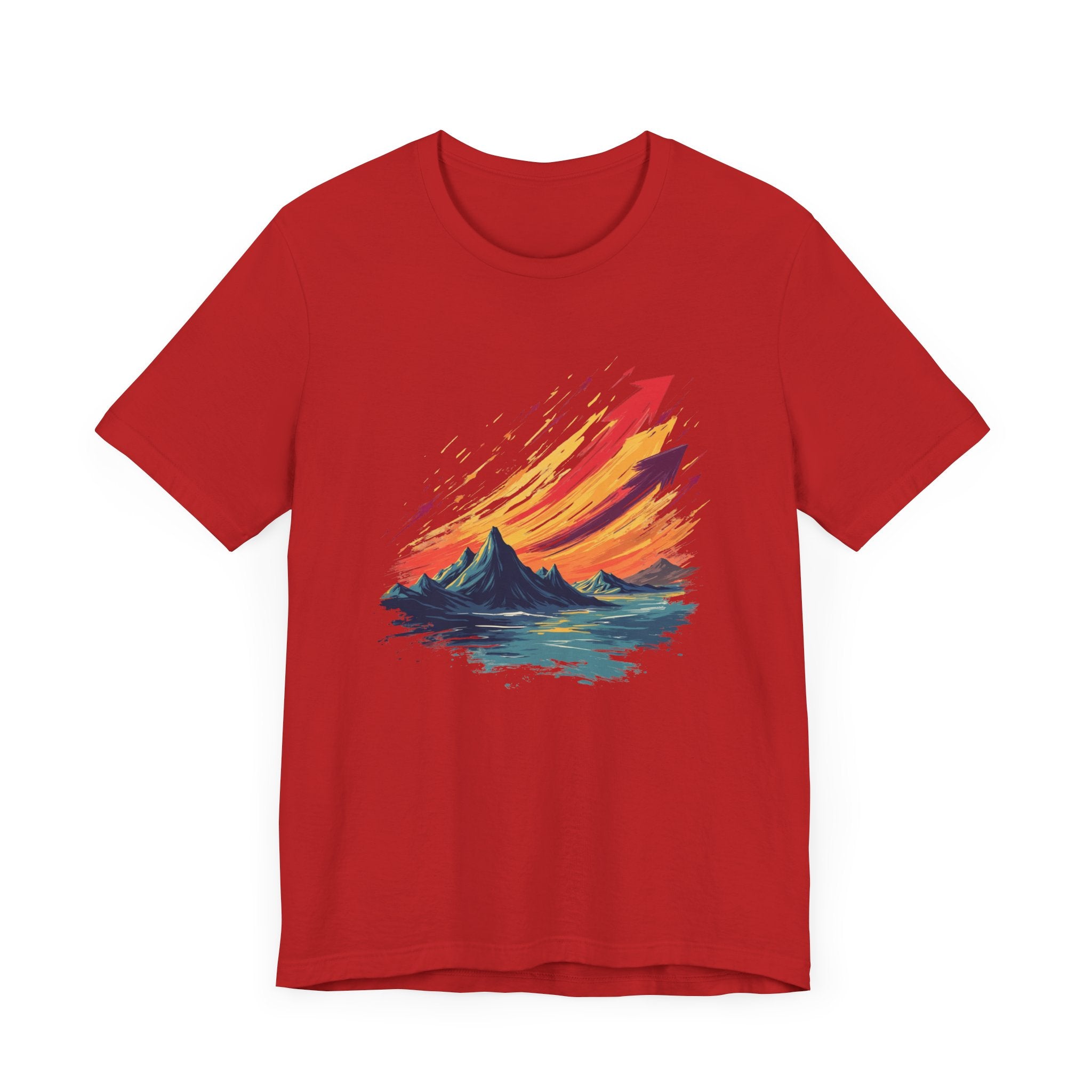 Mountain Sunset Arrows – Vibrant Sky with Upward Arrow Shapes Graphic T-Shirt